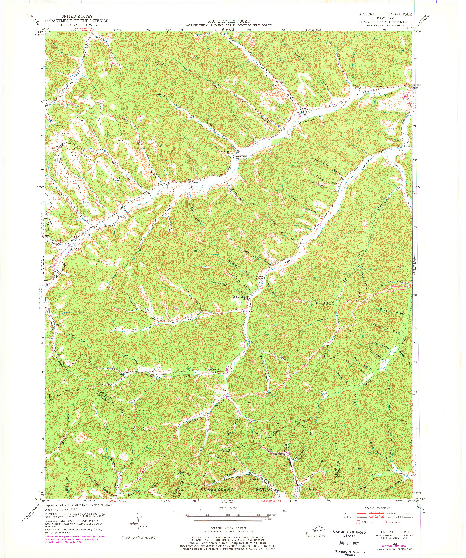 USGS 1:24000-SCALE QUADRANGLE FOR STRICKLETT, KY 1951