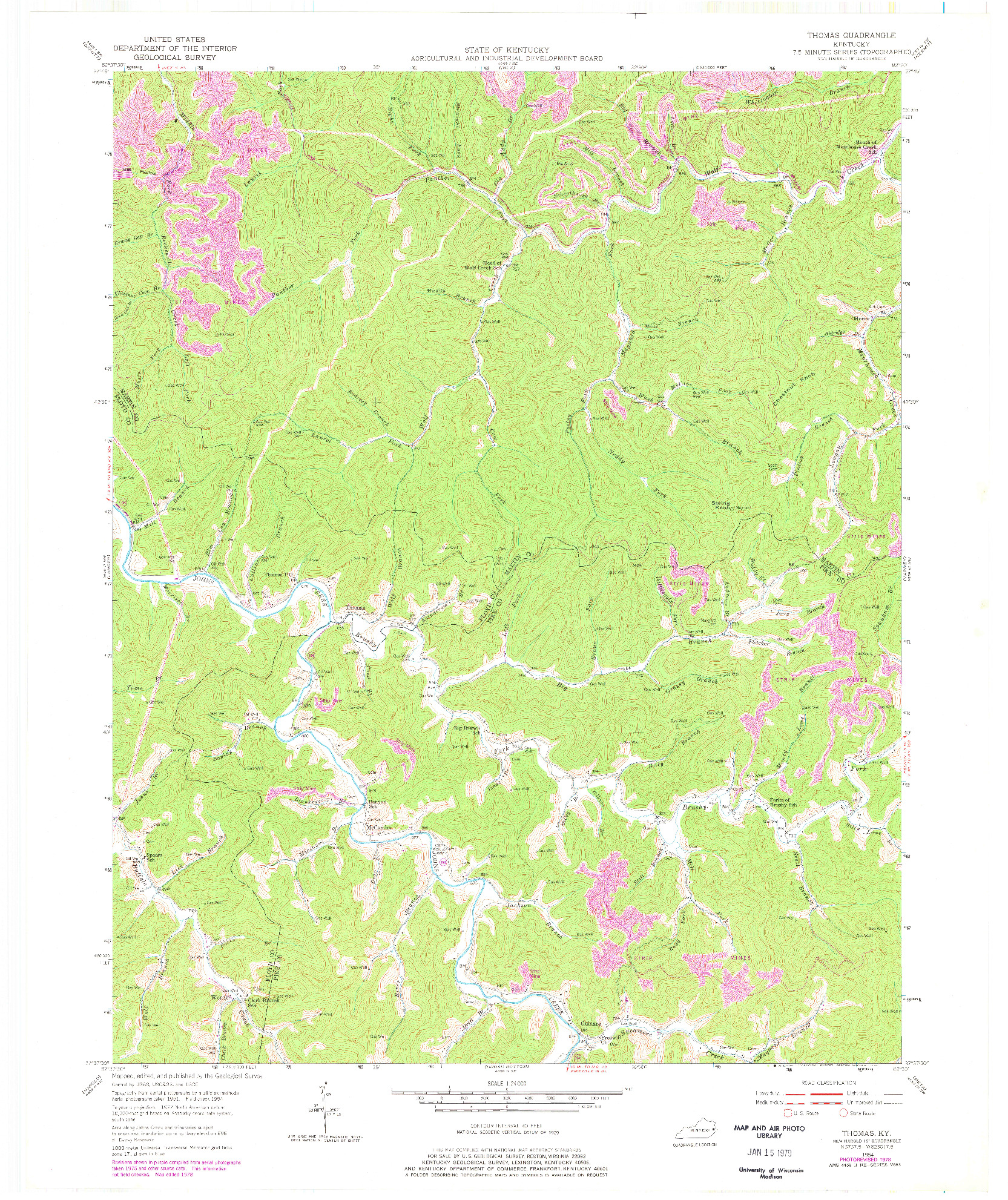 USGS 1:24000-SCALE QUADRANGLE FOR THOMAS, KY 1954