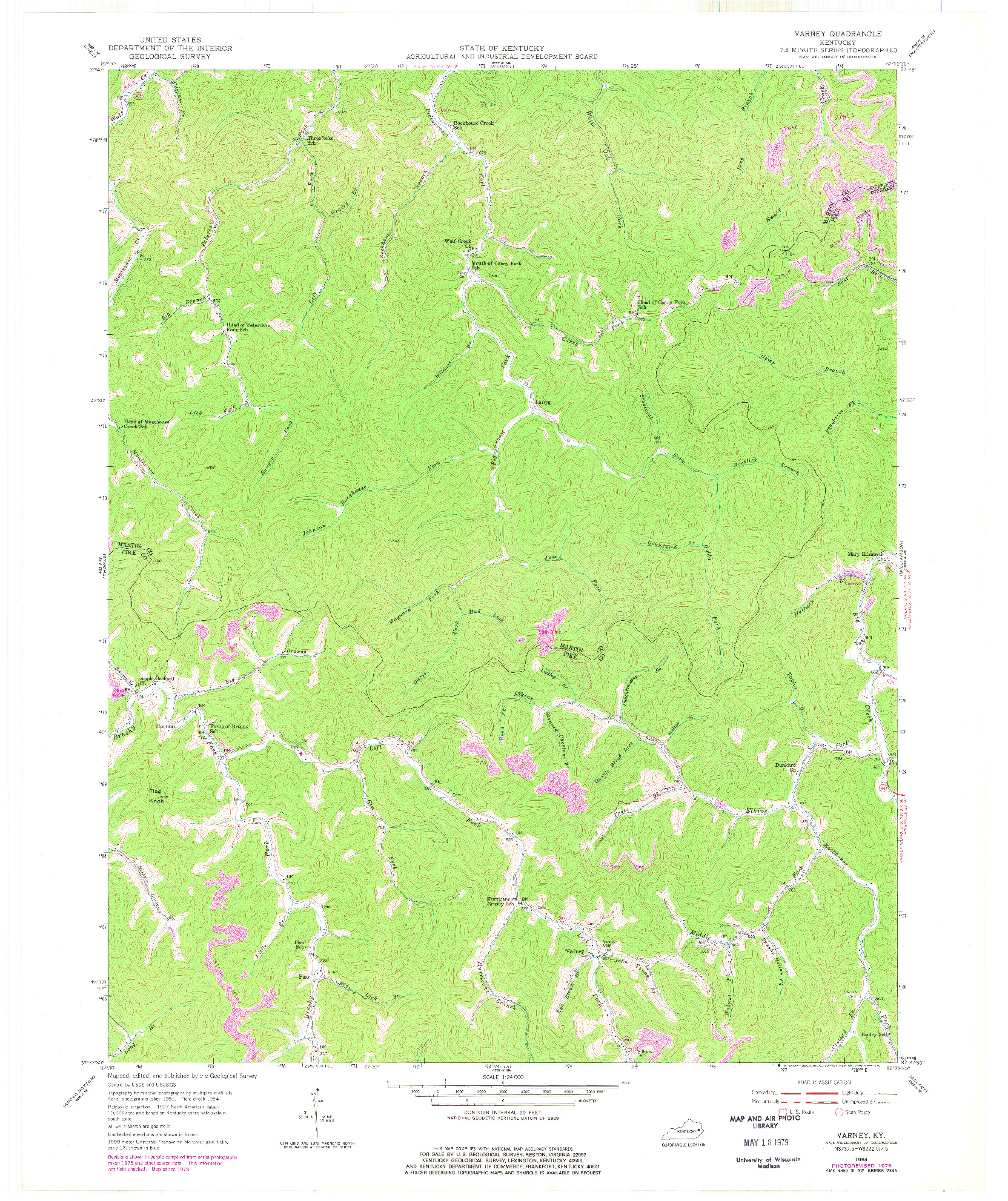 USGS 1:24000-SCALE QUADRANGLE FOR VARNEY, KY 1954