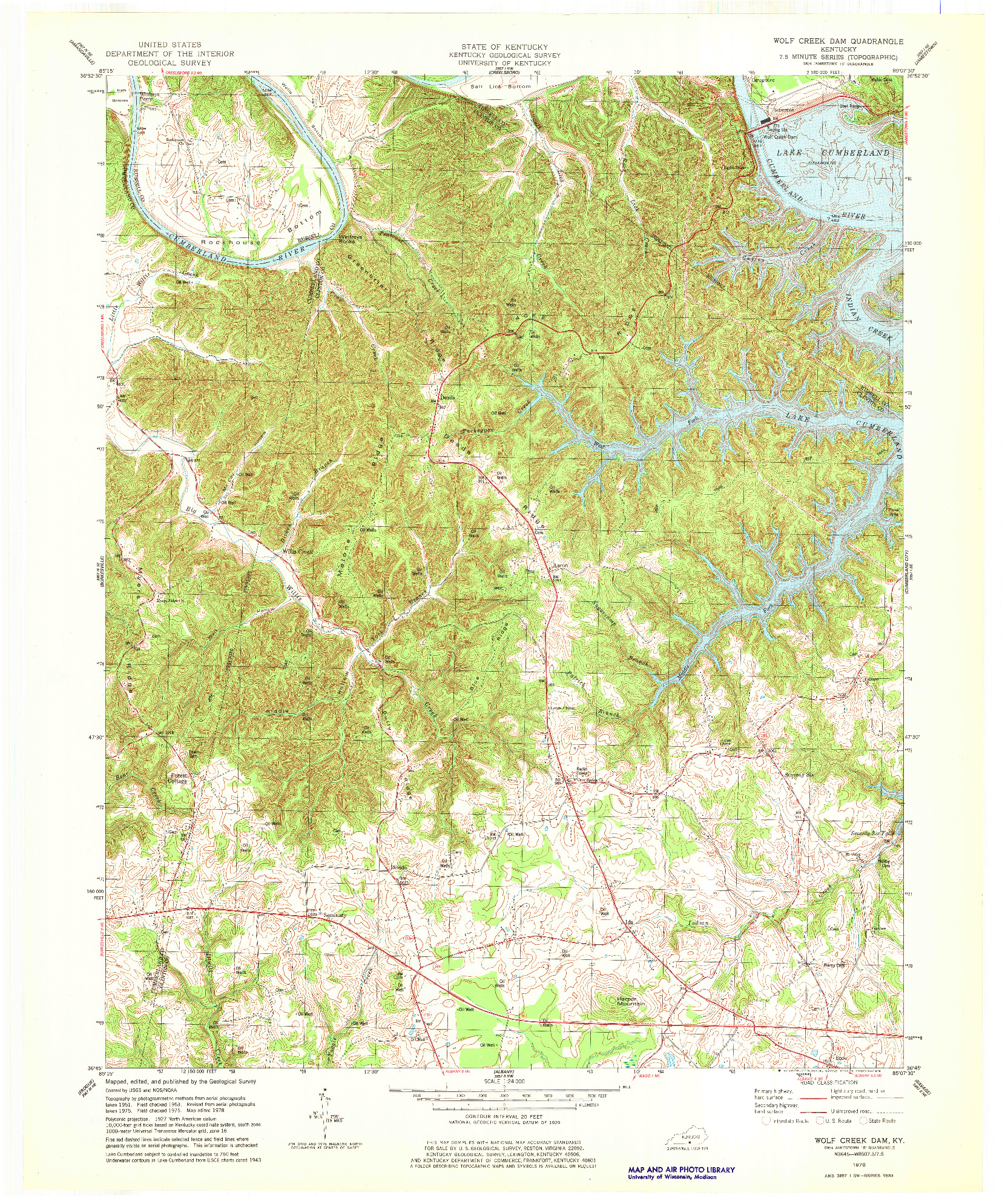 USGS 1:24000-SCALE QUADRANGLE FOR WOLF CREEK DAM, KY 1978