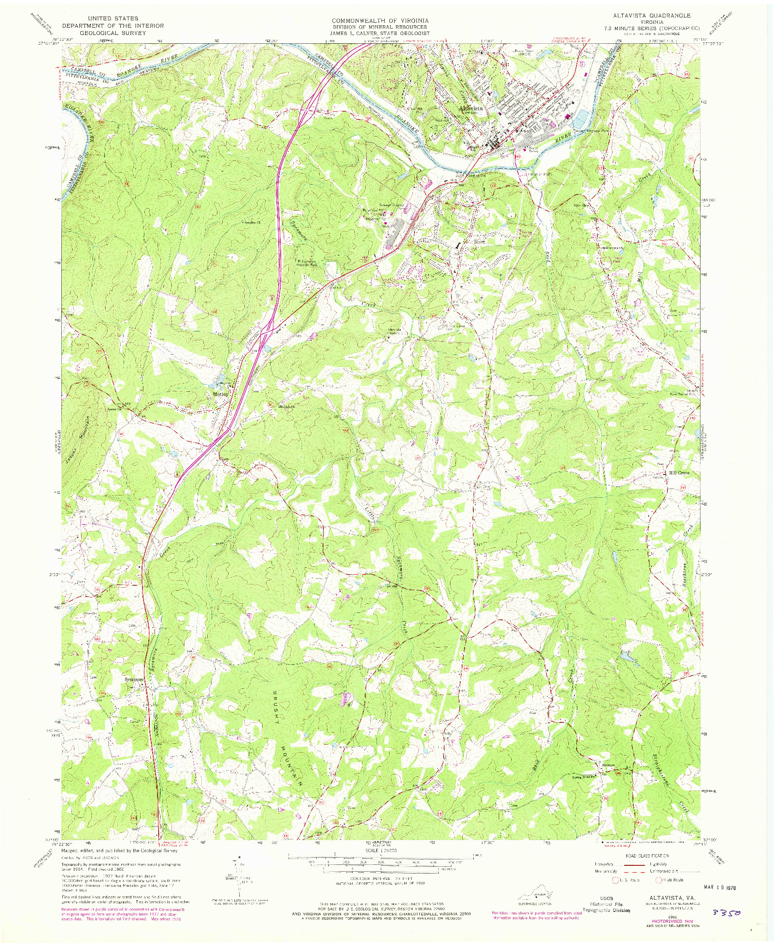 USGS 1:24000-SCALE QUADRANGLE FOR ALTAVISTA, VA 1966