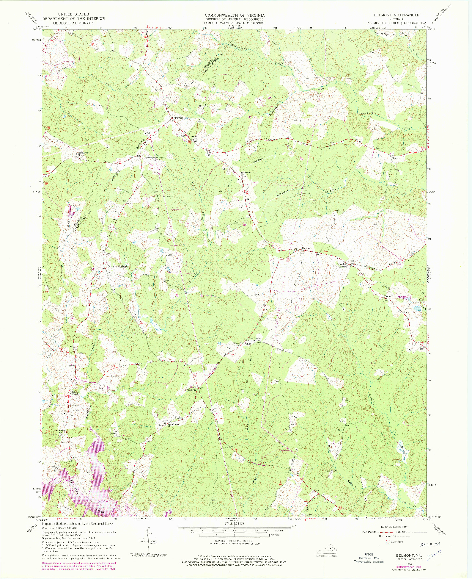 USGS 1:24000-SCALE QUADRANGLE FOR BELMONT, VA 1966