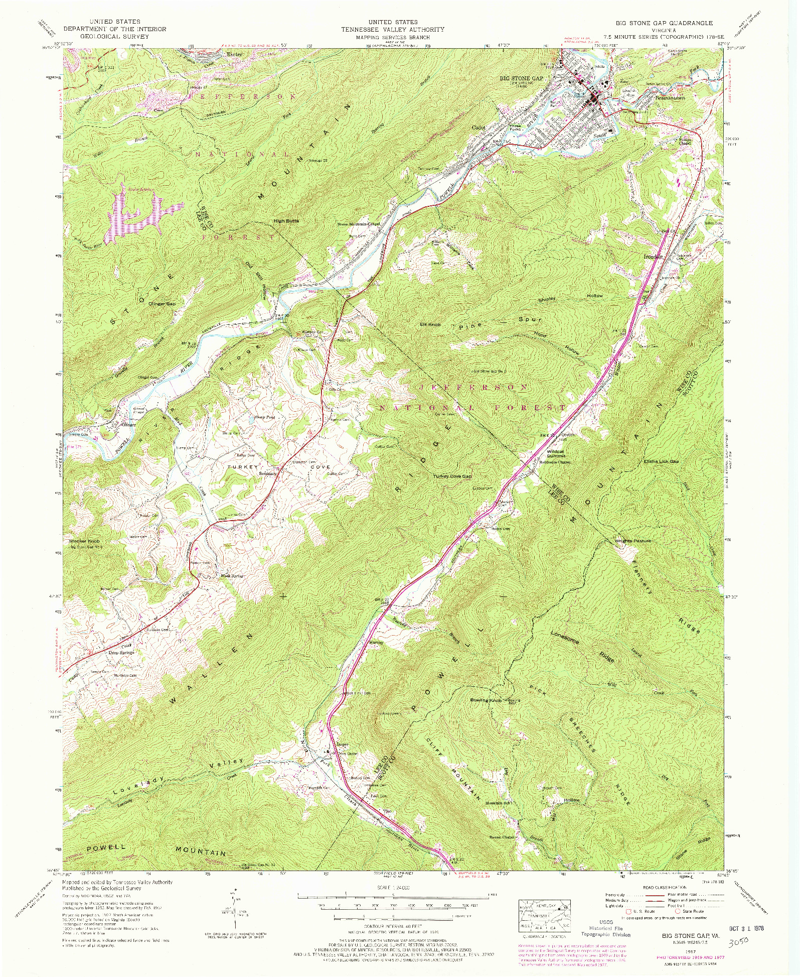 USGS 1:24000-SCALE QUADRANGLE FOR BIG STONE GAP, VA 1957