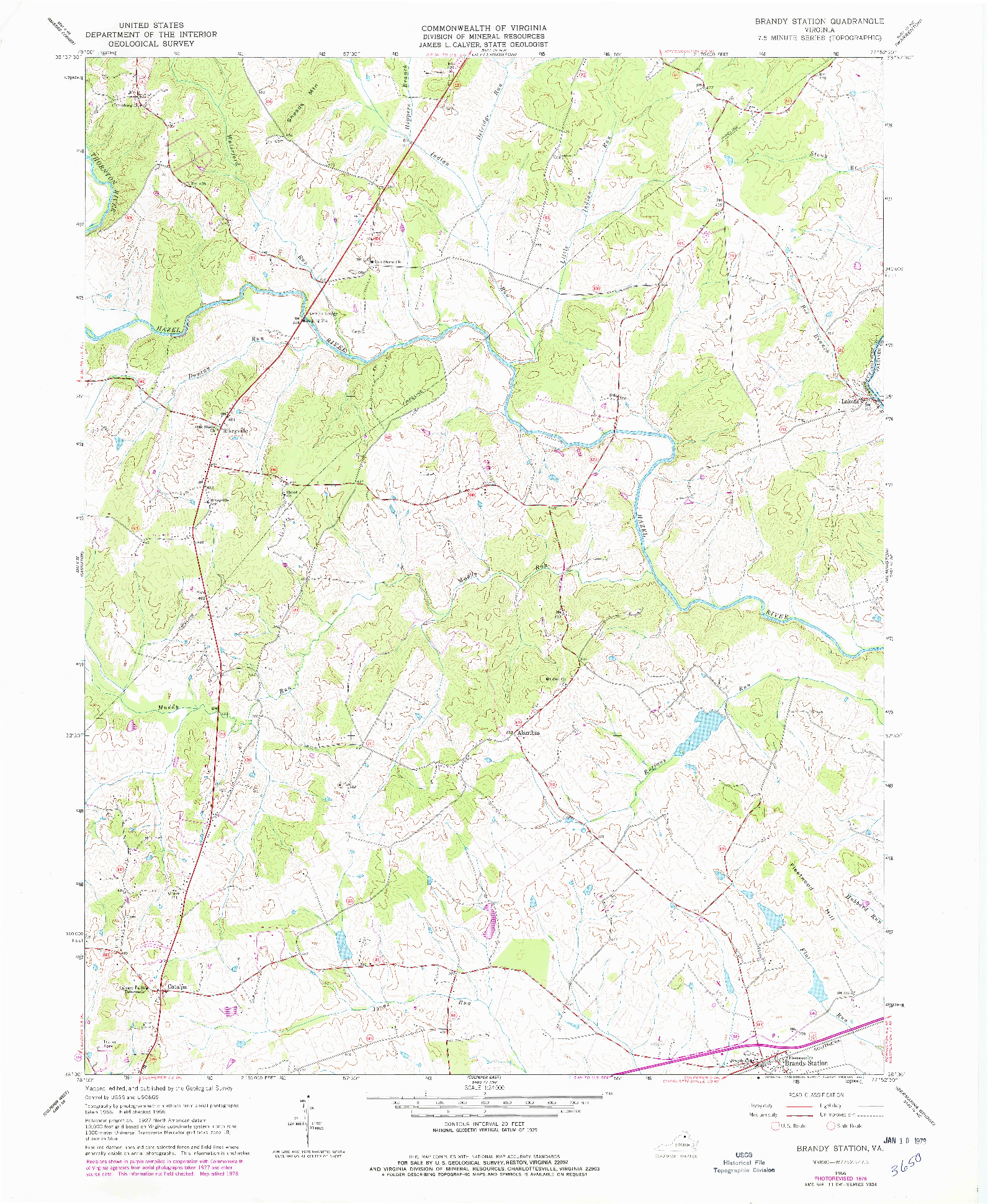 USGS 1:24000-SCALE QUADRANGLE FOR BRANDY STATION, VA 1966