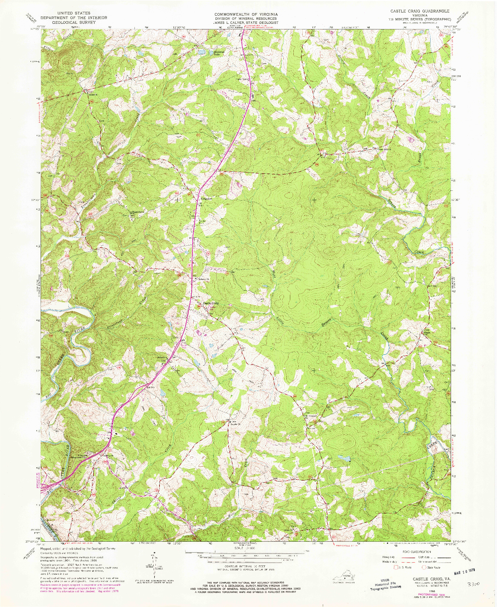 USGS 1:24000-SCALE QUADRANGLE FOR CASTLE CRAIG, VA 1966