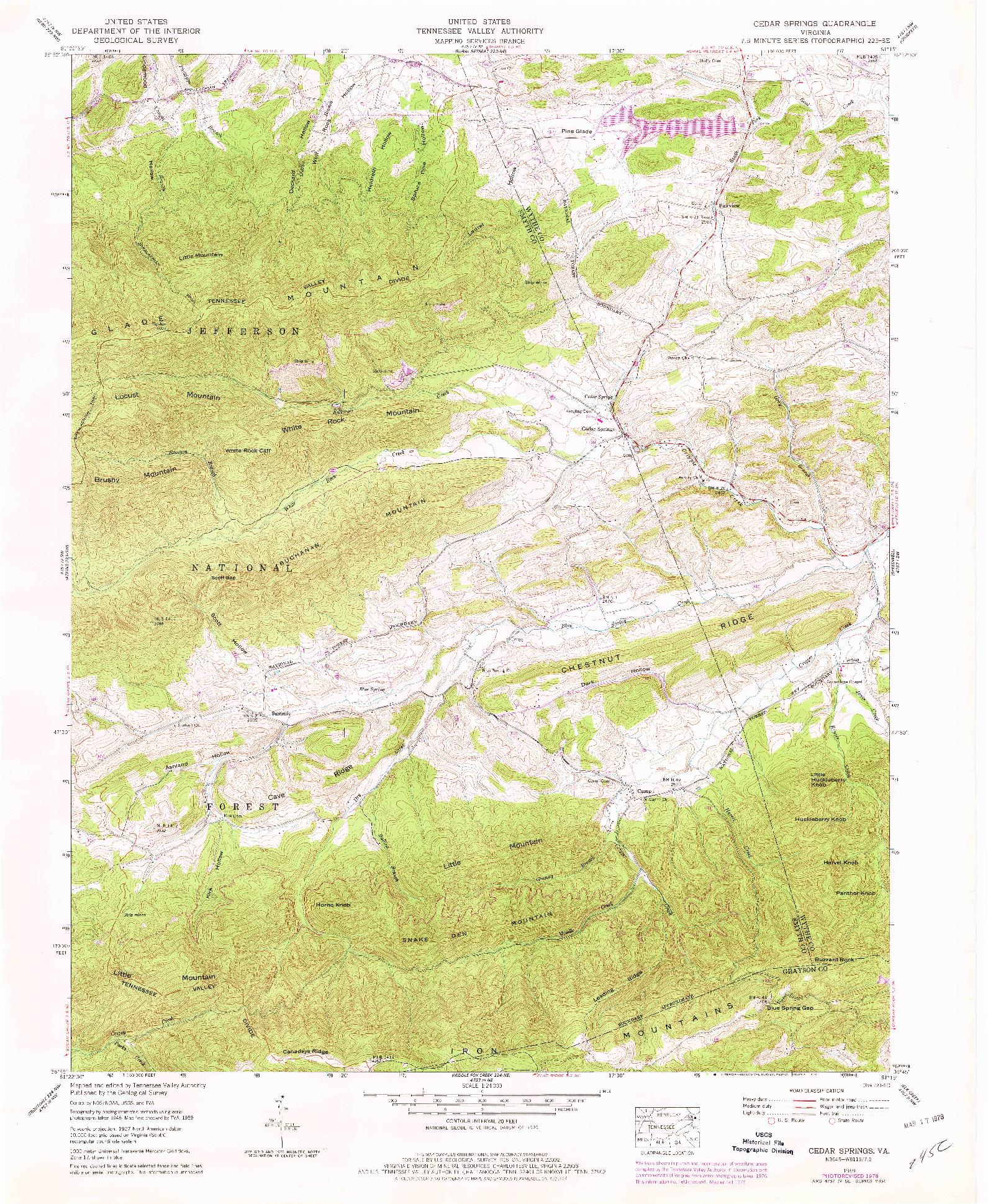 USGS 1:24000-SCALE QUADRANGLE FOR CEDAR SPRINGS, VA 1959