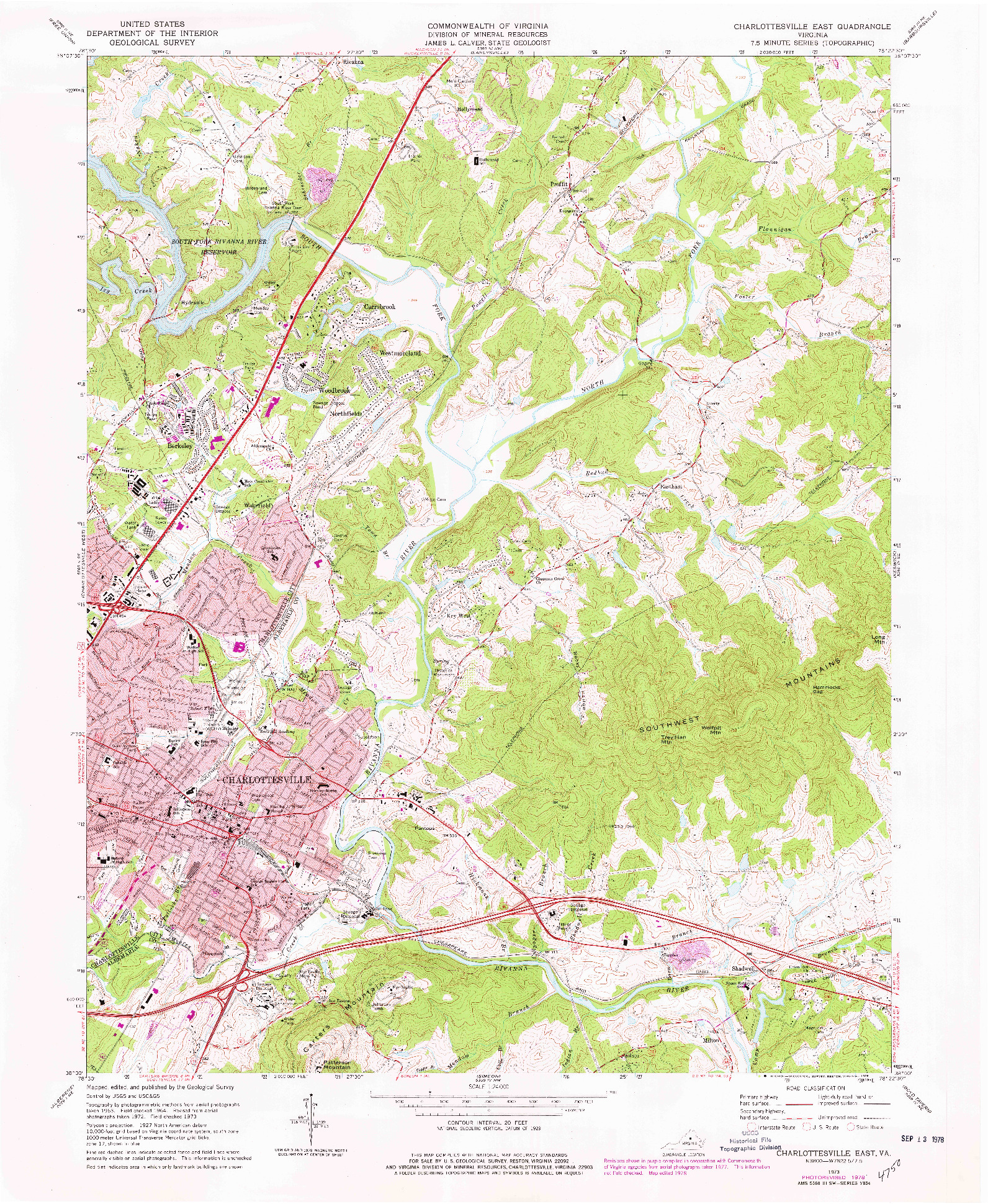 USGS 1:24000-SCALE QUADRANGLE FOR CHARLOTTESVILLE EAST, VA 1973