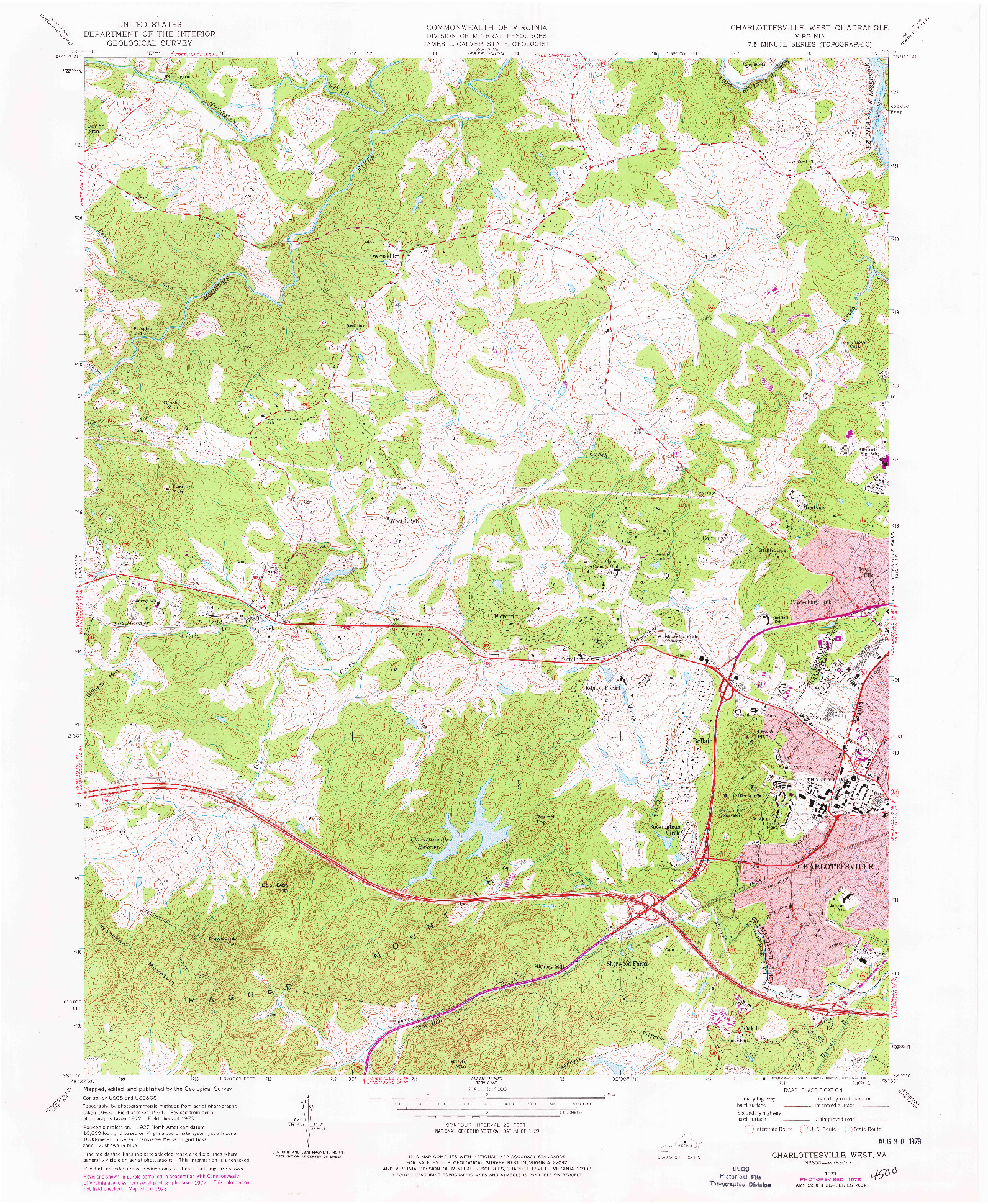 USGS 1:24000-SCALE QUADRANGLE FOR CHARLOTTESVILLE WEST, VA 1973