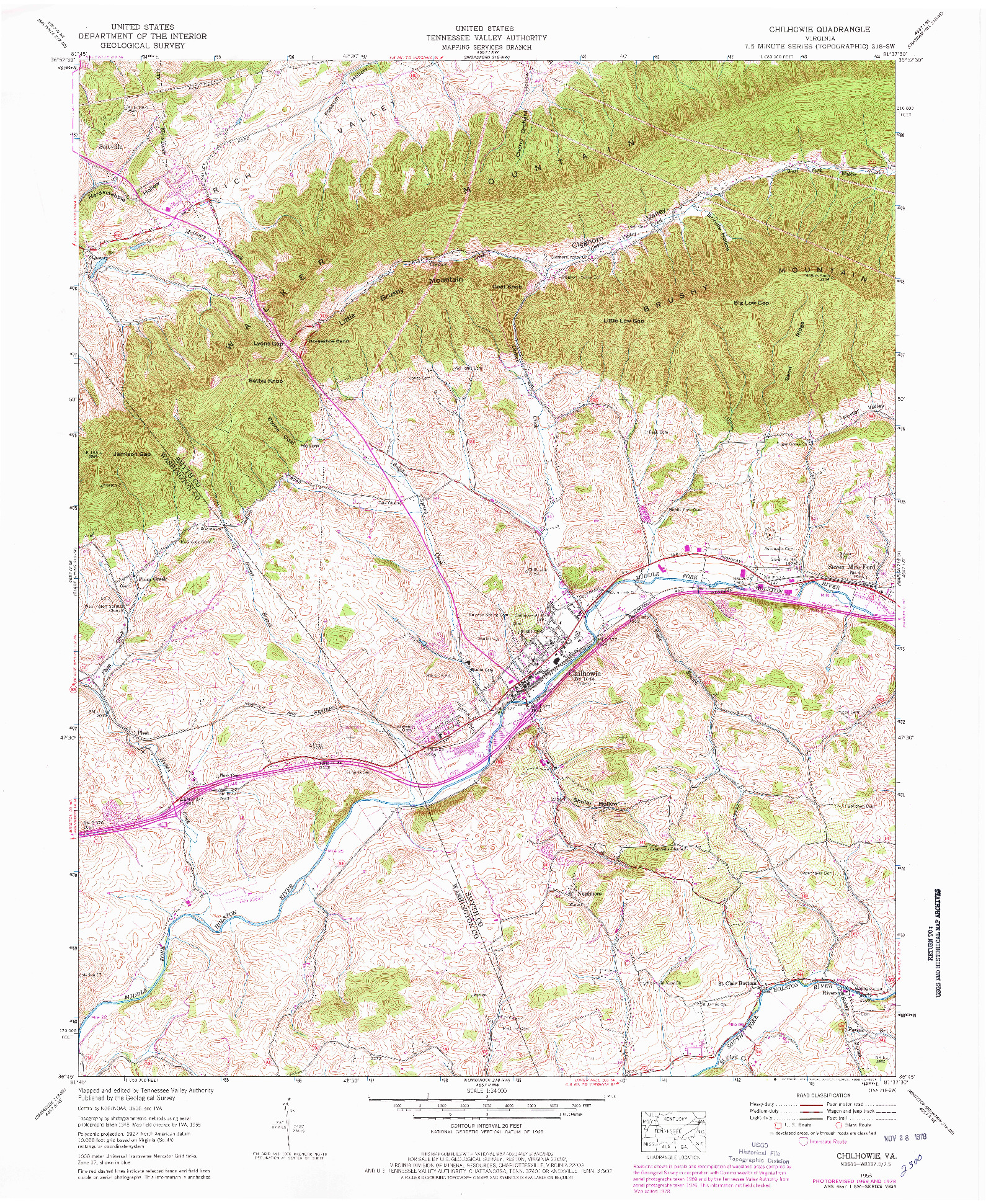 USGS 1:24000-SCALE QUADRANGLE FOR CHILHOWIE, VA 1958