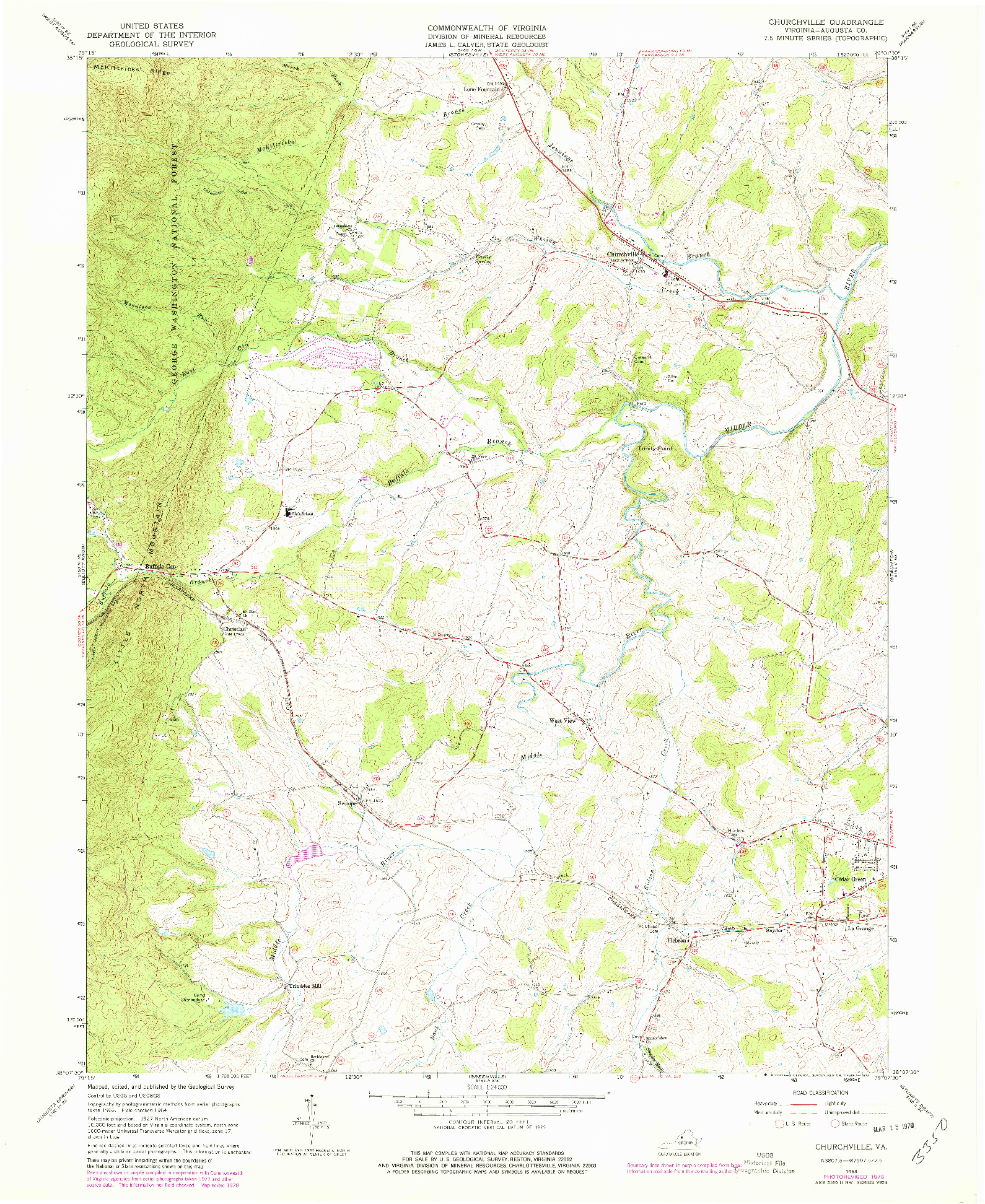 USGS 1:24000-SCALE QUADRANGLE FOR CHURCHVILLE, VA 1964