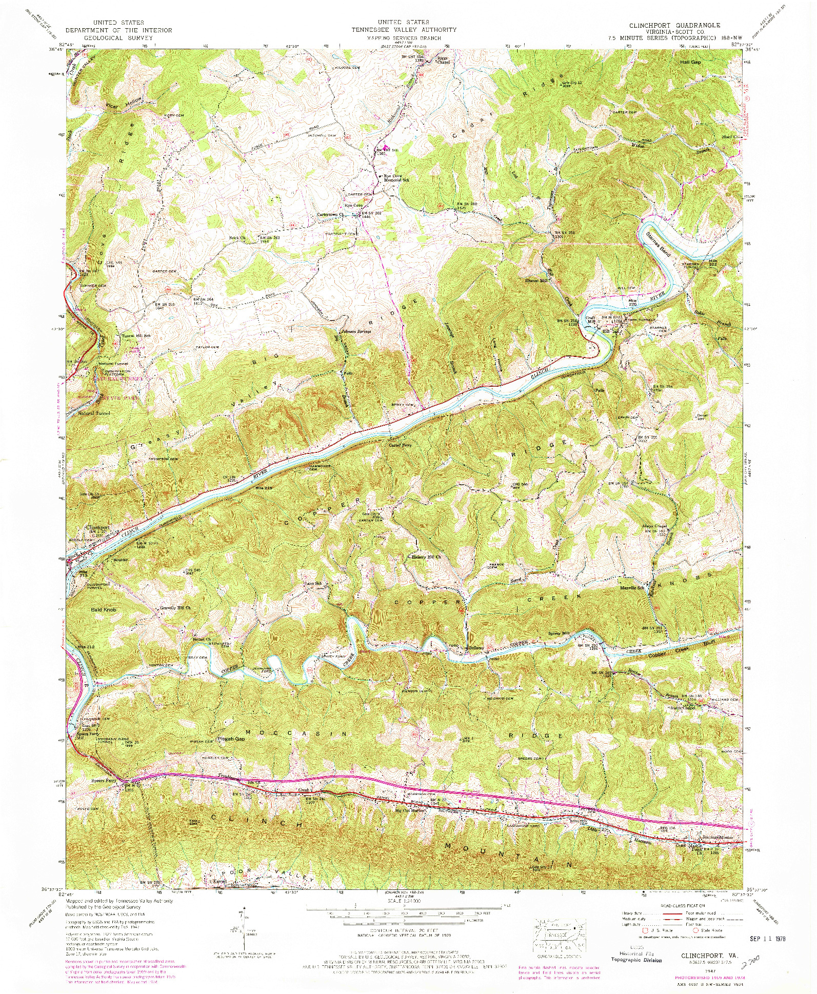 USGS 1:24000-SCALE QUADRANGLE FOR CLINCHPORT, VA 1947