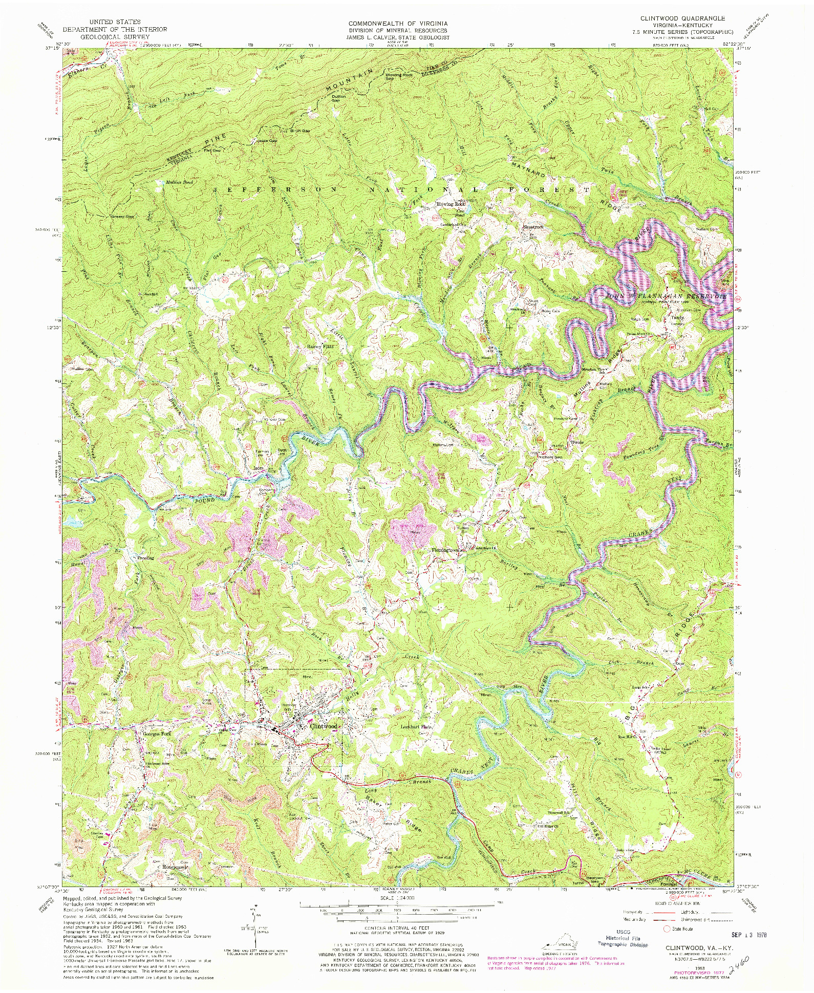 USGS 1:24000-SCALE QUADRANGLE FOR CLINTWOOD, VA 1963