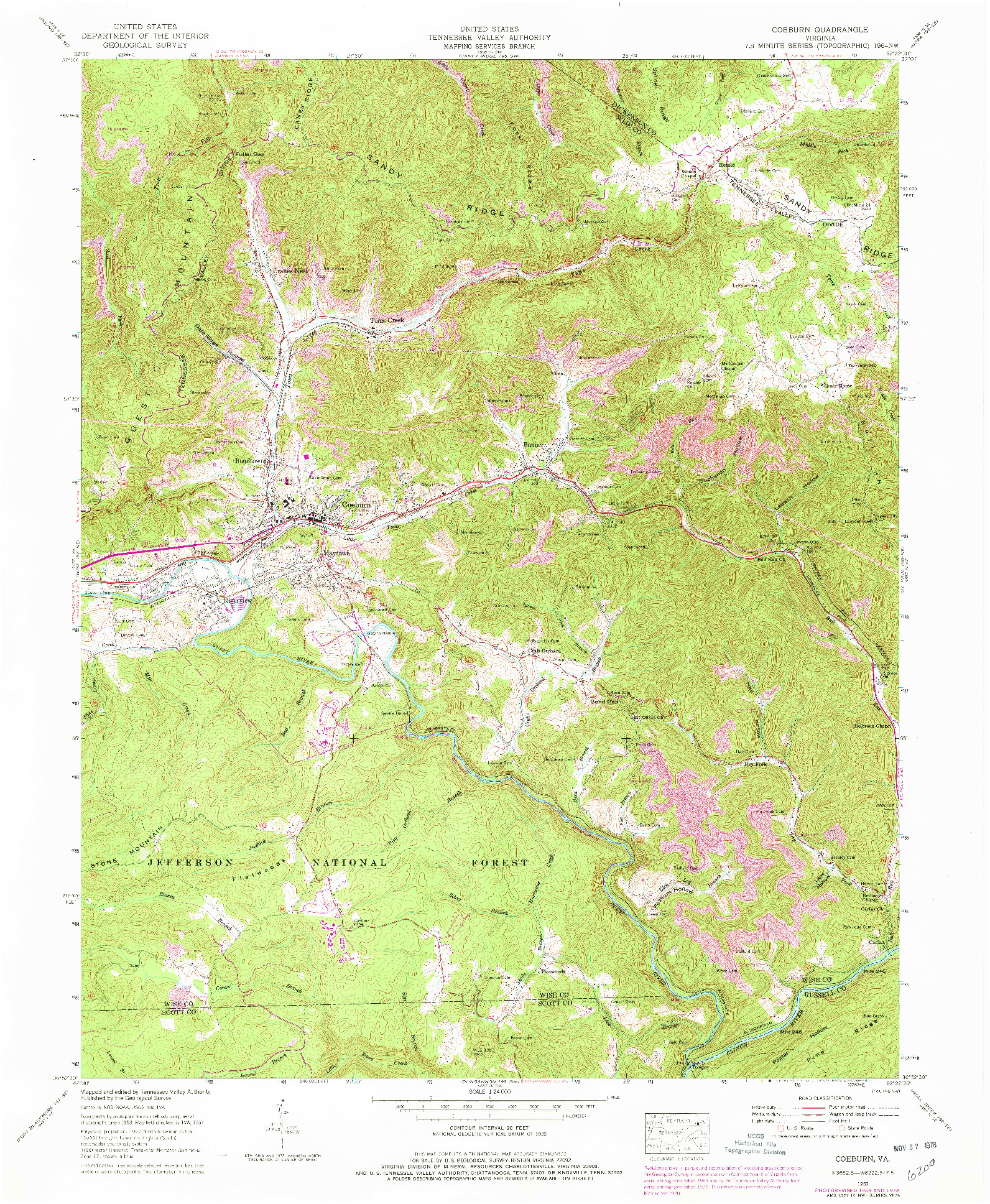 USGS 1:24000-SCALE QUADRANGLE FOR COEBURN, VA 1957