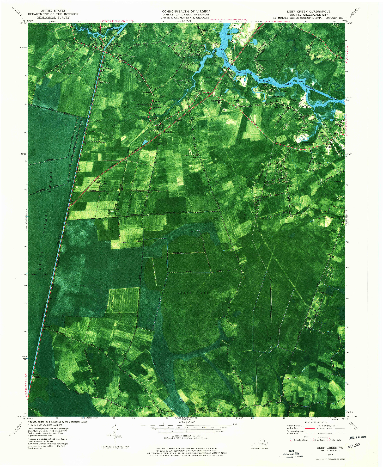 USGS 1:24000-SCALE QUADRANGLE FOR DEEP CREEK, VA 1977