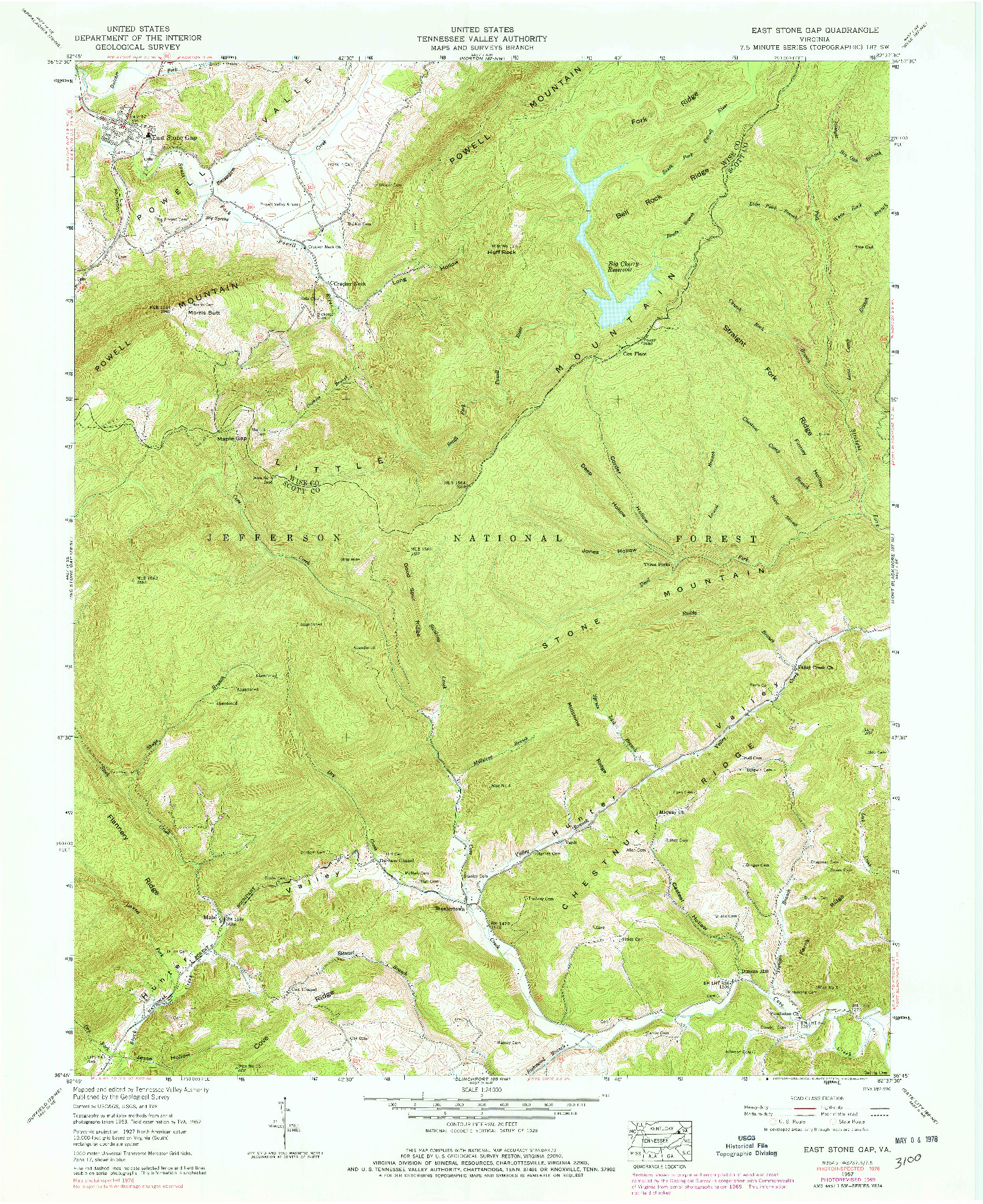 USGS 1:24000-SCALE QUADRANGLE FOR EAST STONE GAP, VA 1957