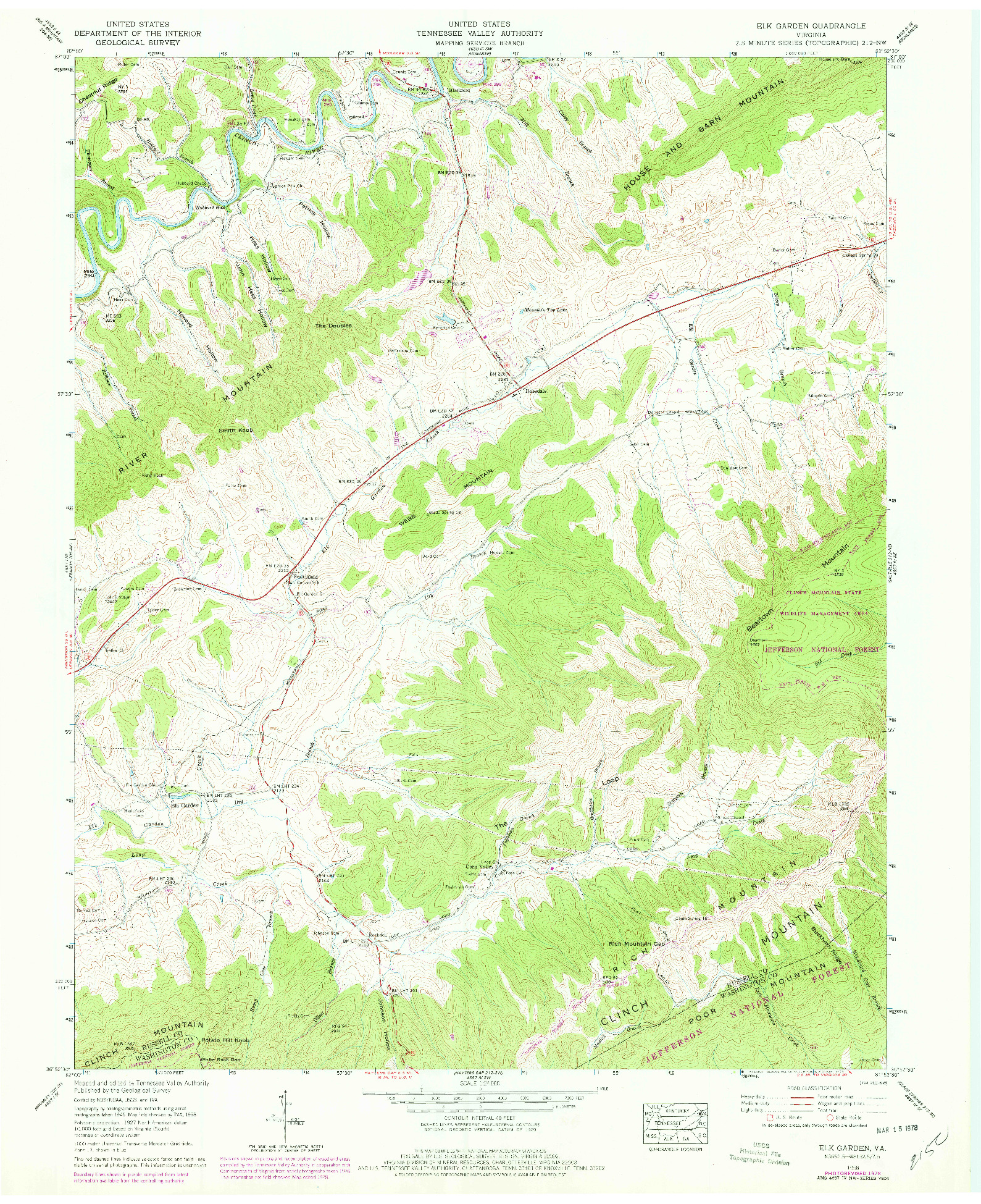 USGS 1:24000-SCALE QUADRANGLE FOR ELK GARDEN, VA 1958