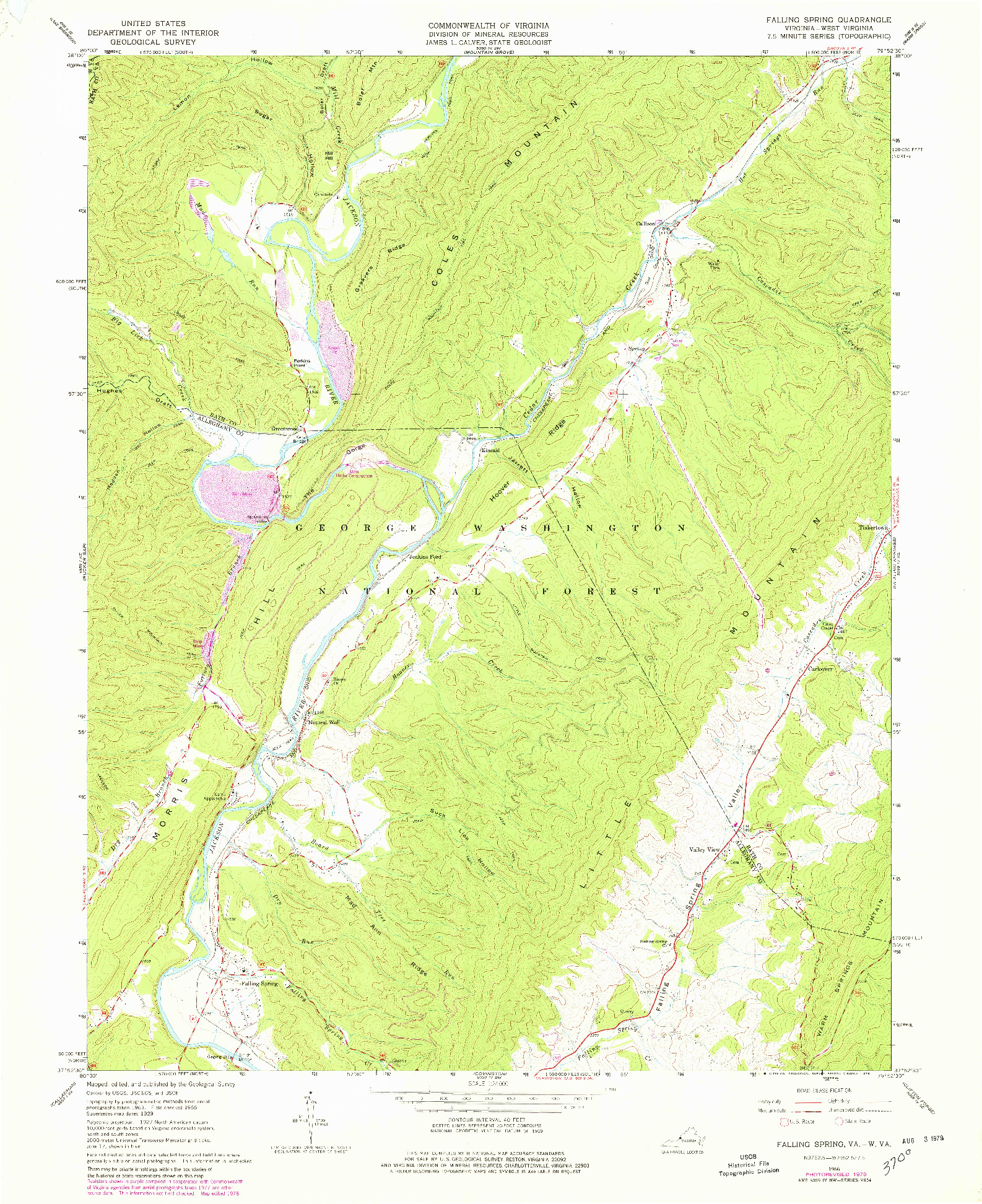 USGS 1:24000-SCALE QUADRANGLE FOR FALLING SPRING, VA 1966