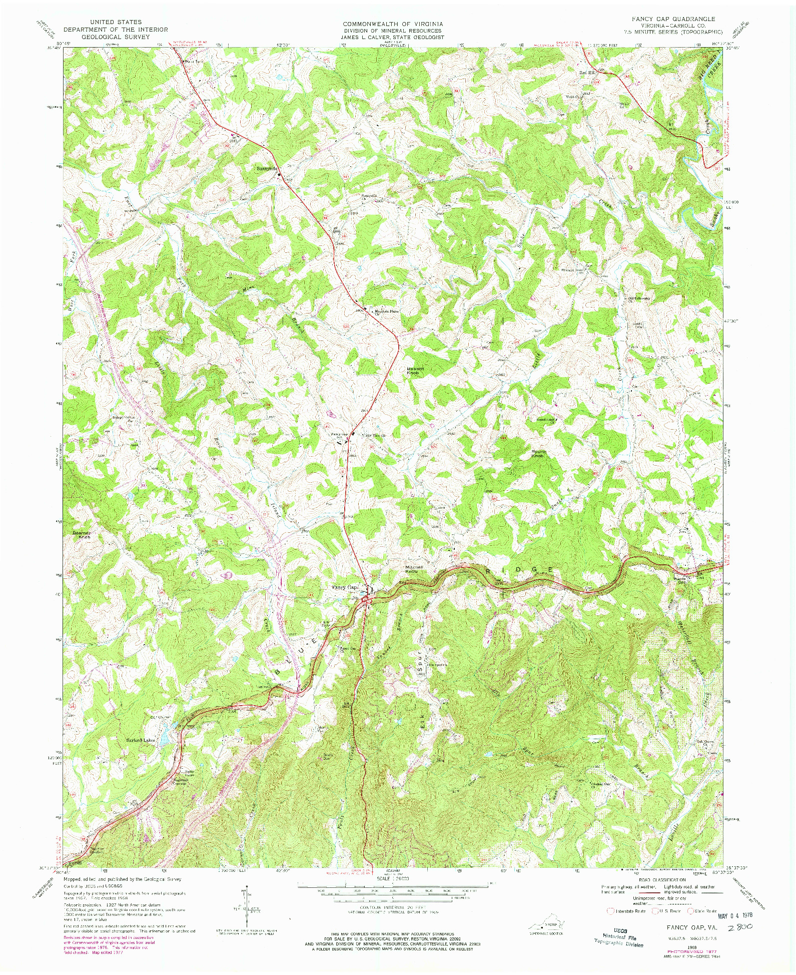 USGS 1:24000-SCALE QUADRANGLE FOR FANCY GAP, VA 1968