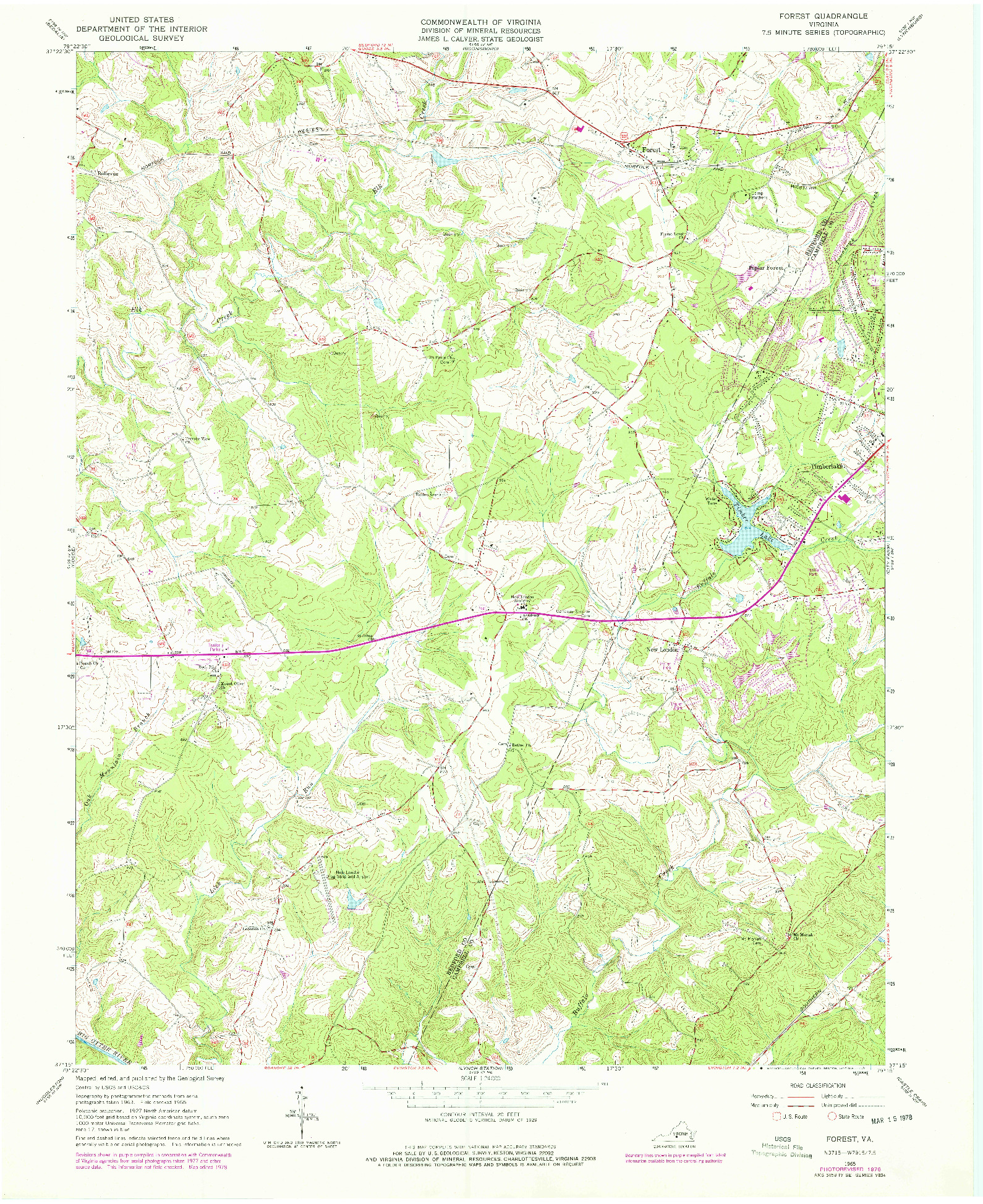 USGS 1:24000-SCALE QUADRANGLE FOR FOREST, VA 1965