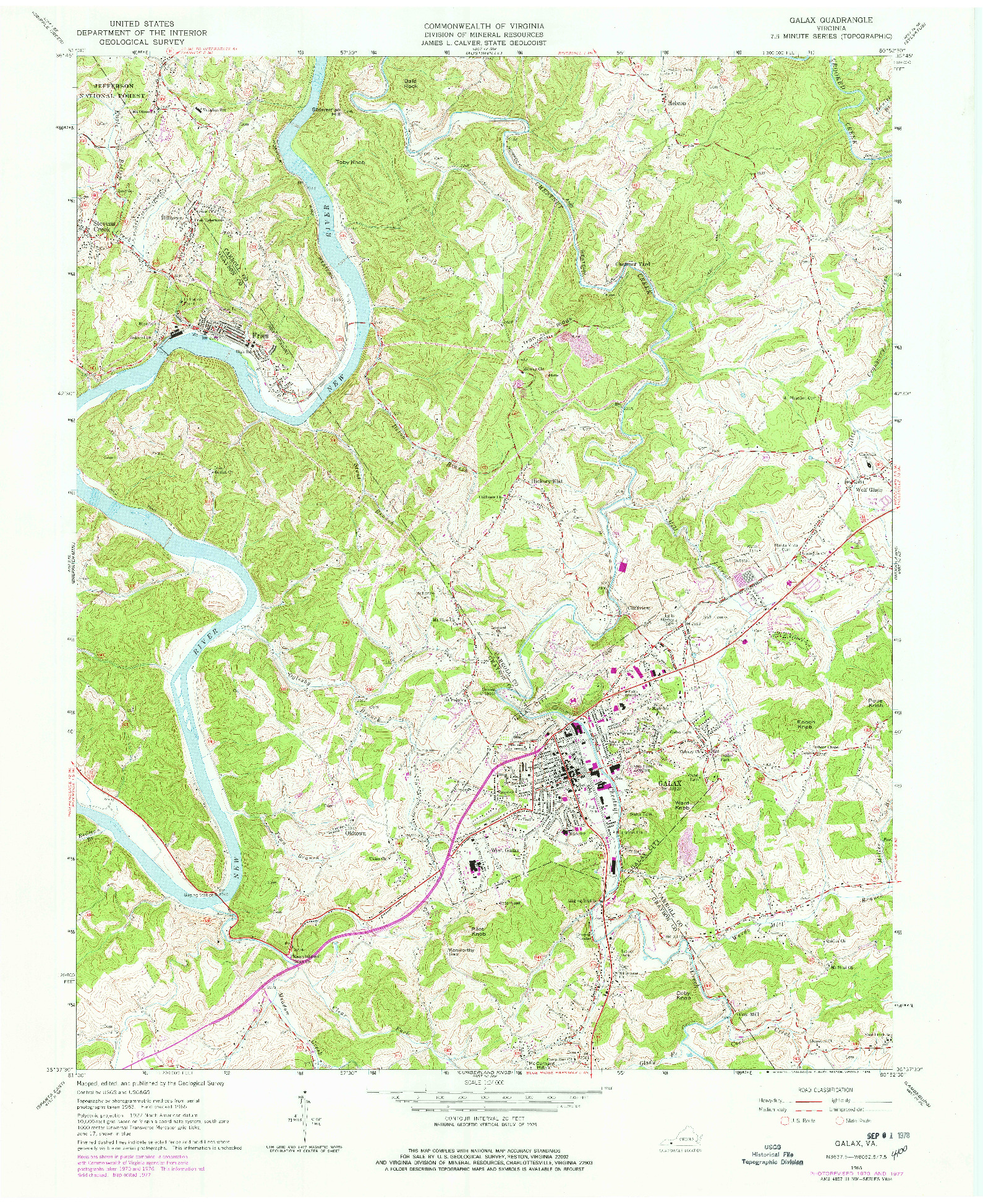 USGS 1:24000-SCALE QUADRANGLE FOR GALAX, VA 1965