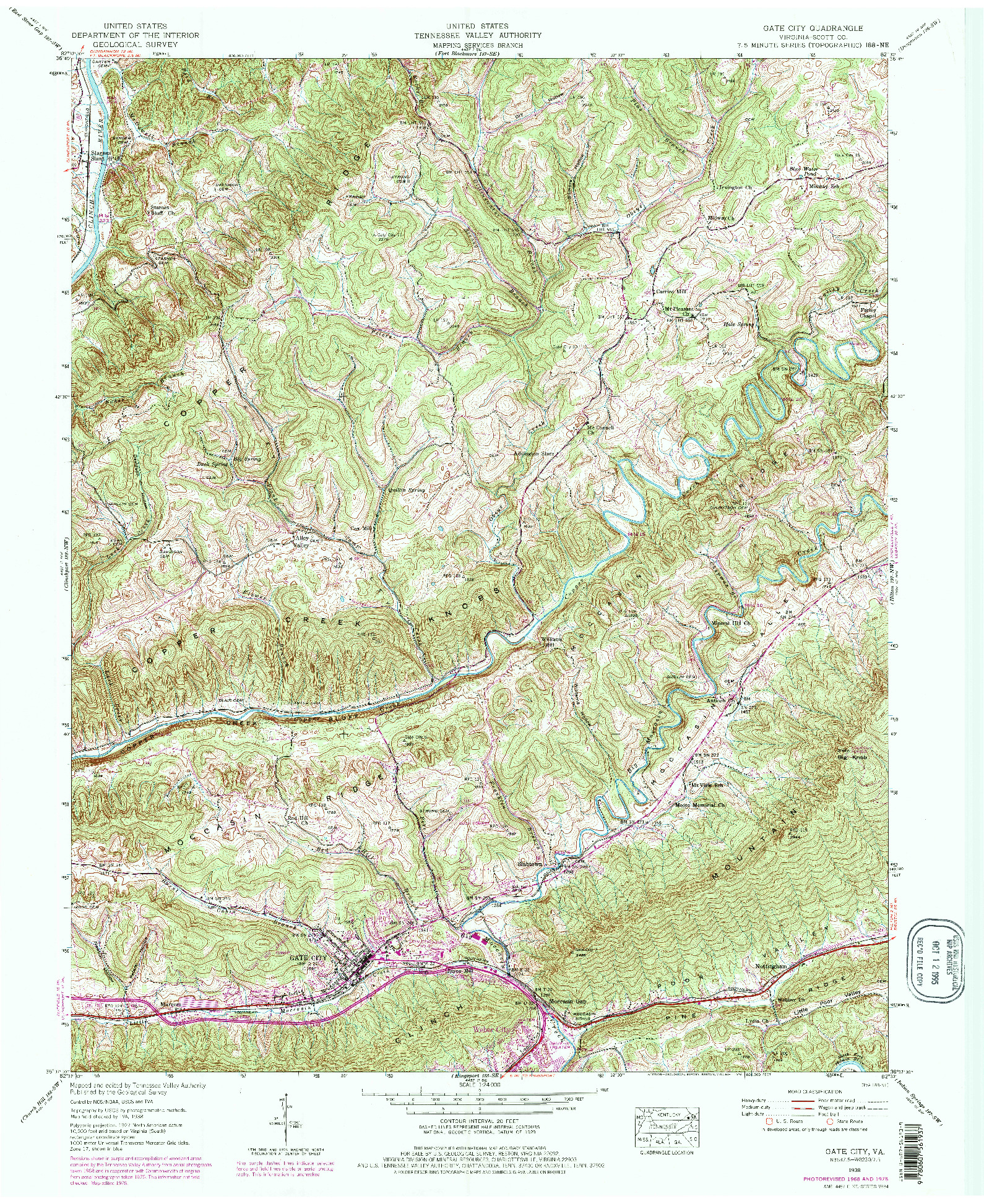 USGS 1:24000-SCALE QUADRANGLE FOR GATE CITY, VA 1938