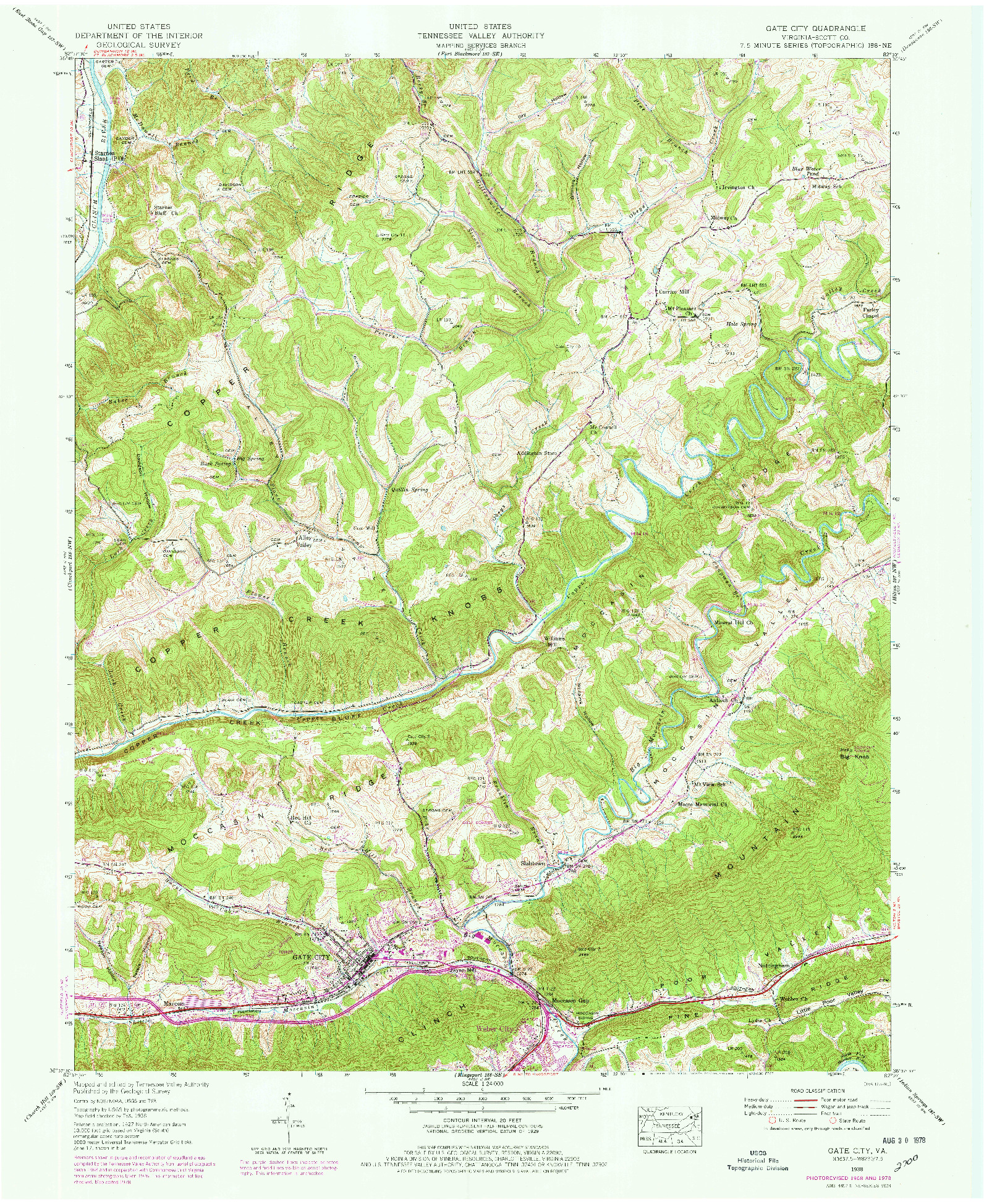 USGS 1:24000-SCALE QUADRANGLE FOR GATE CITY, VA 1938