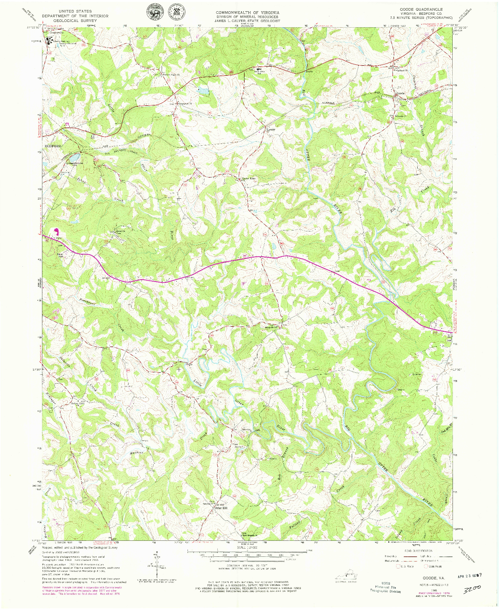 USGS 1:24000-SCALE QUADRANGLE FOR GOODE, VA 1965