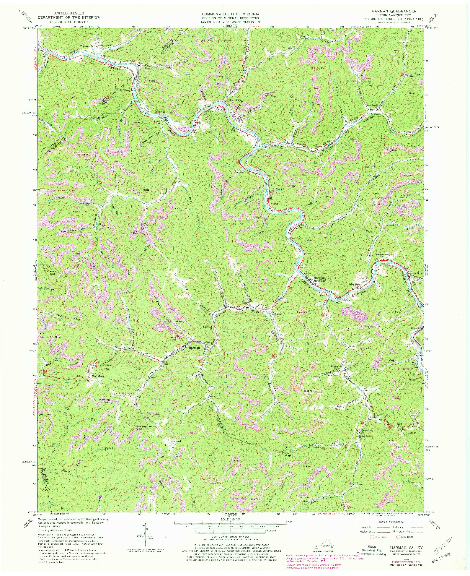 USGS 1:24000-SCALE QUADRANGLE FOR HARMAN, VA 1963