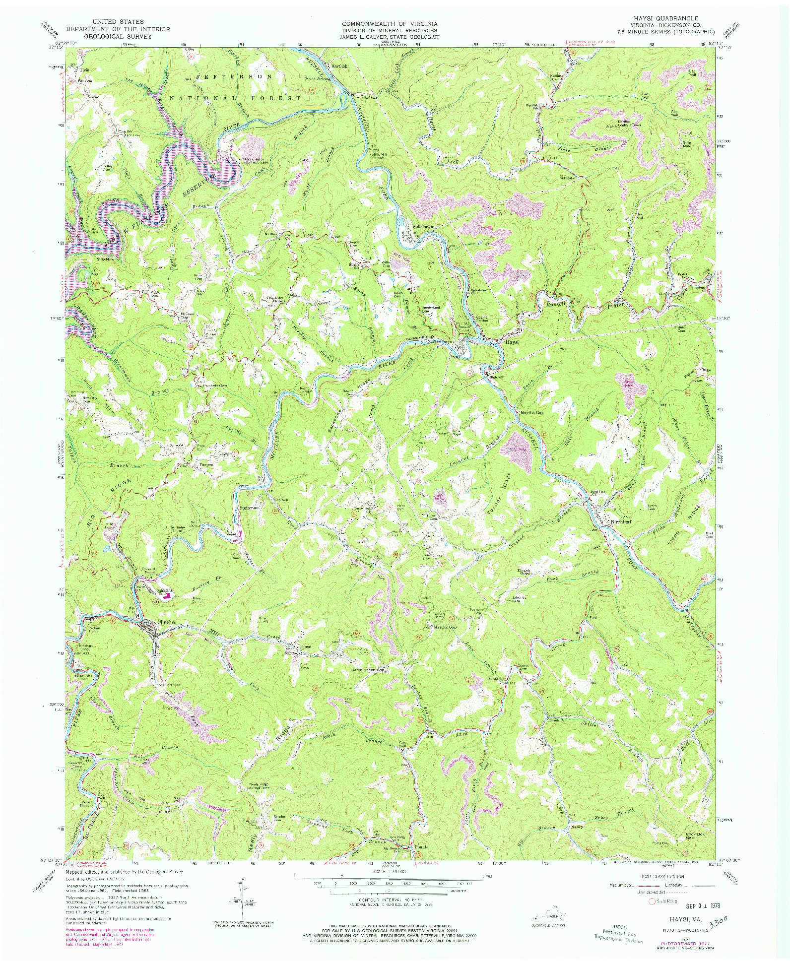 USGS 1:24000-SCALE QUADRANGLE FOR HAYSI, VA 1963