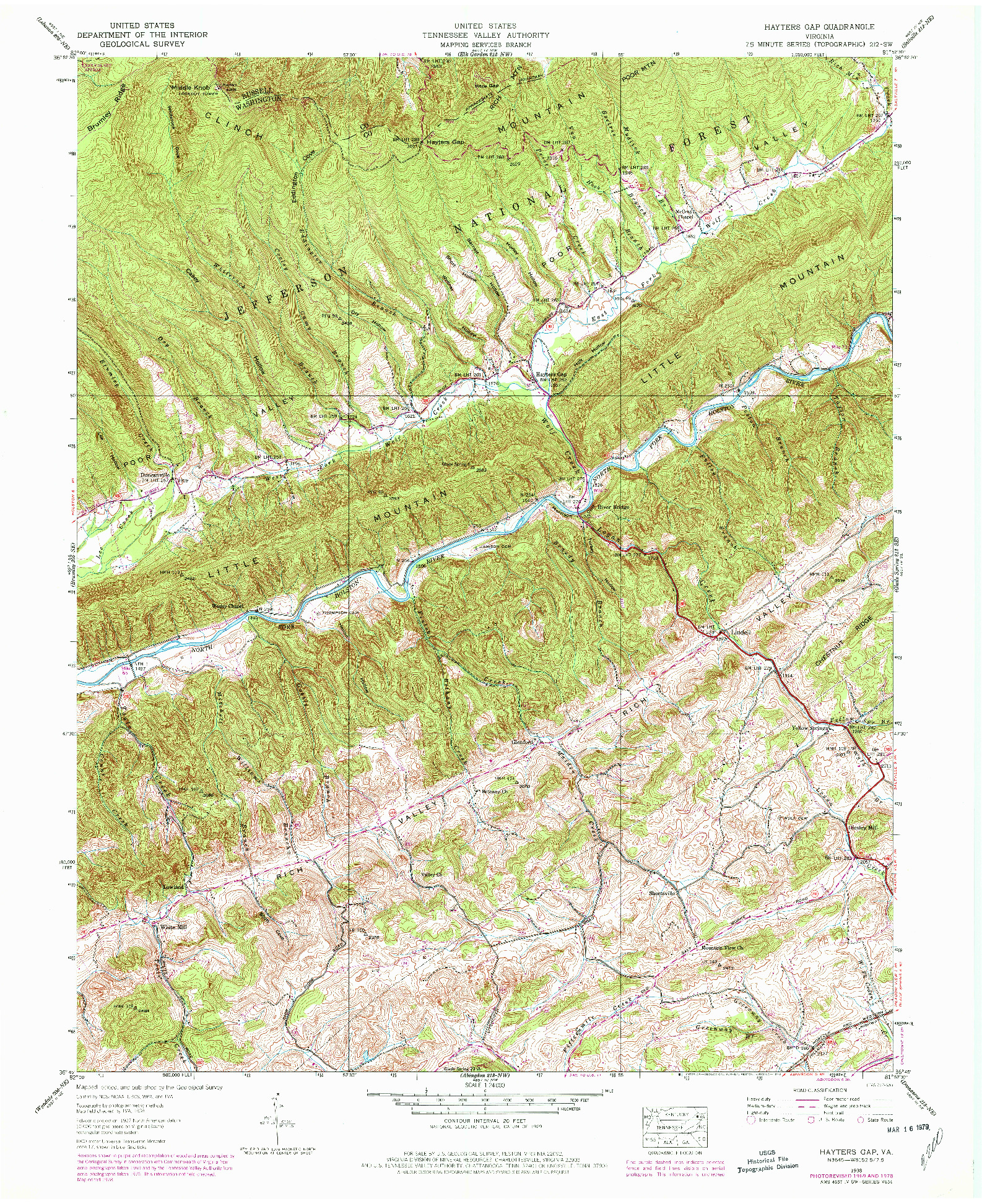 USGS 1:24000-SCALE QUADRANGLE FOR HAYTERS GAP, VA 1938