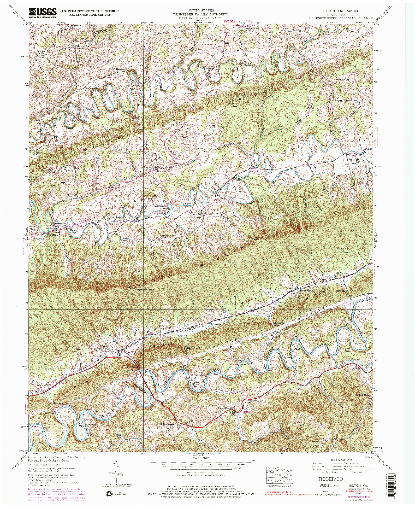 USGS 1:24000-SCALE QUADRANGLE FOR HILTON, VA 1938