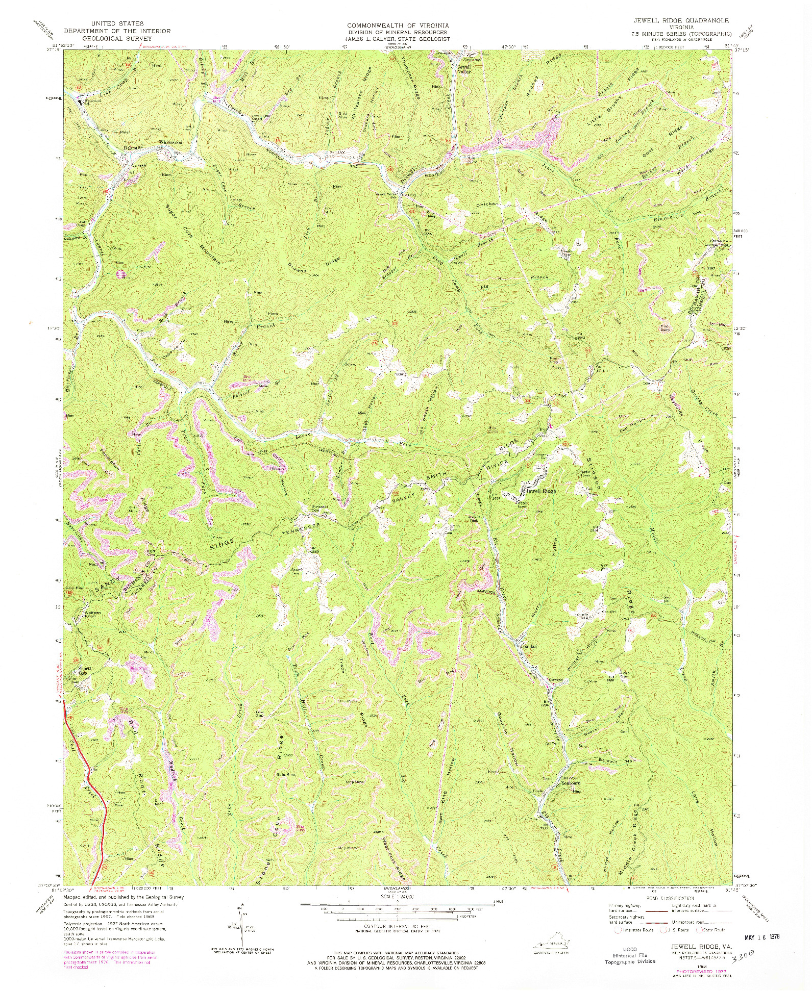 USGS 1:24000-SCALE QUADRANGLE FOR JEWELL RIDGE, VA 1968