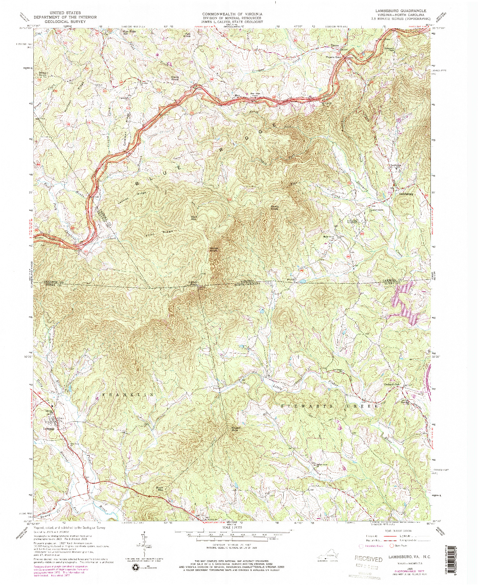 USGS 1:24000-SCALE QUADRANGLE FOR LAMBSBURG, VA 1965