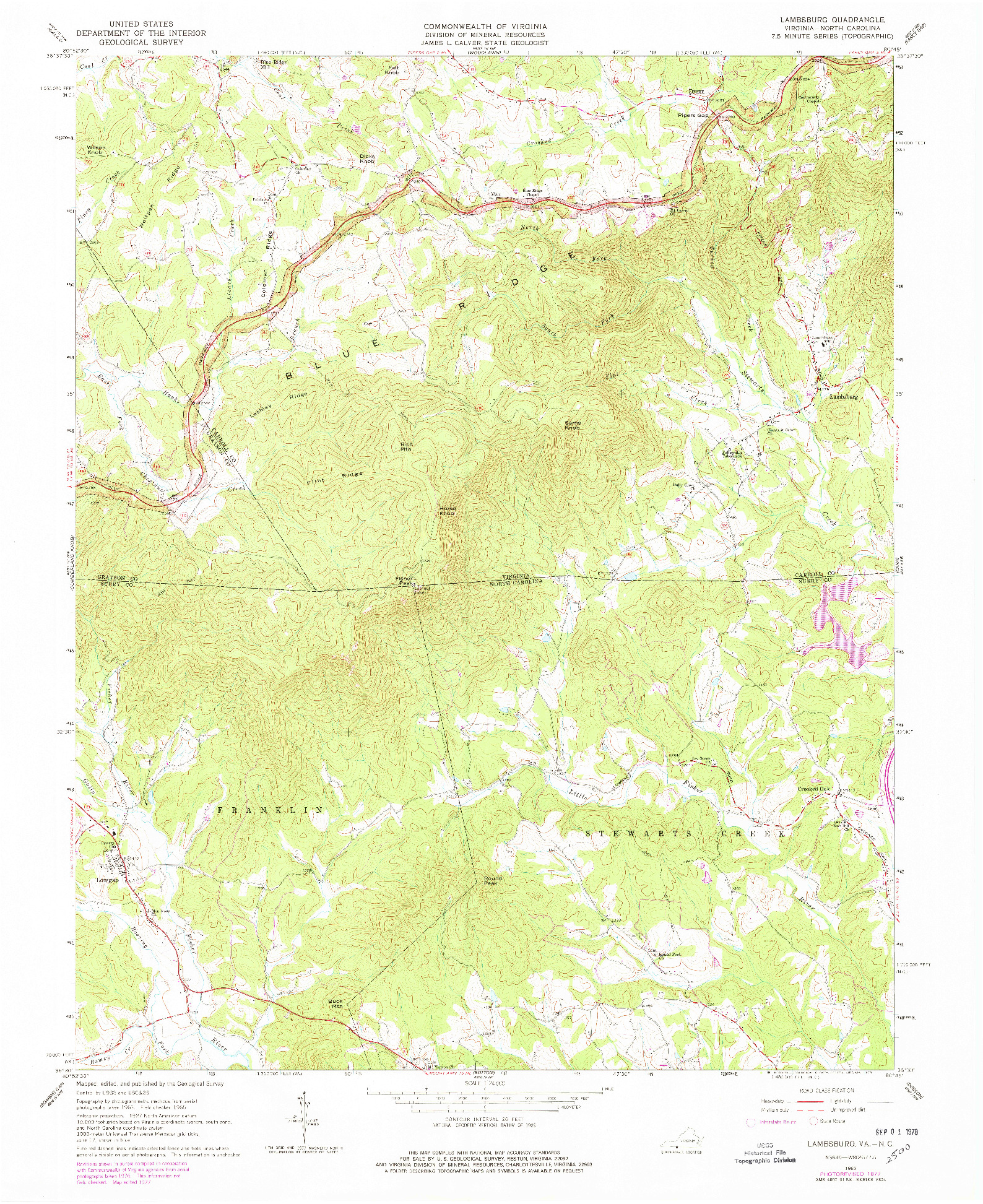 USGS 1:24000-SCALE QUADRANGLE FOR LAMBSBURG, VA 1965