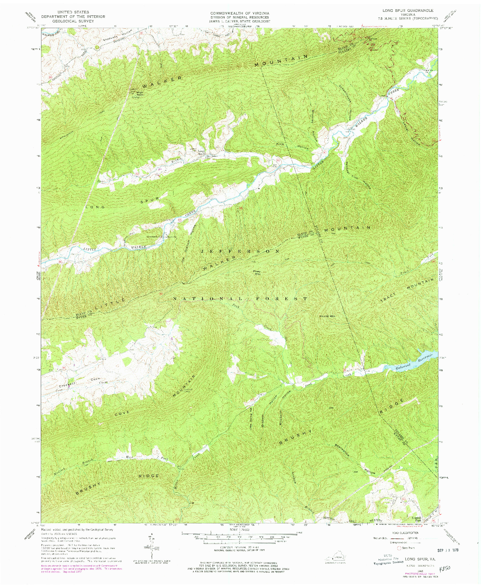 USGS 1:24000-SCALE QUADRANGLE FOR LONG SPUR, VA 1965