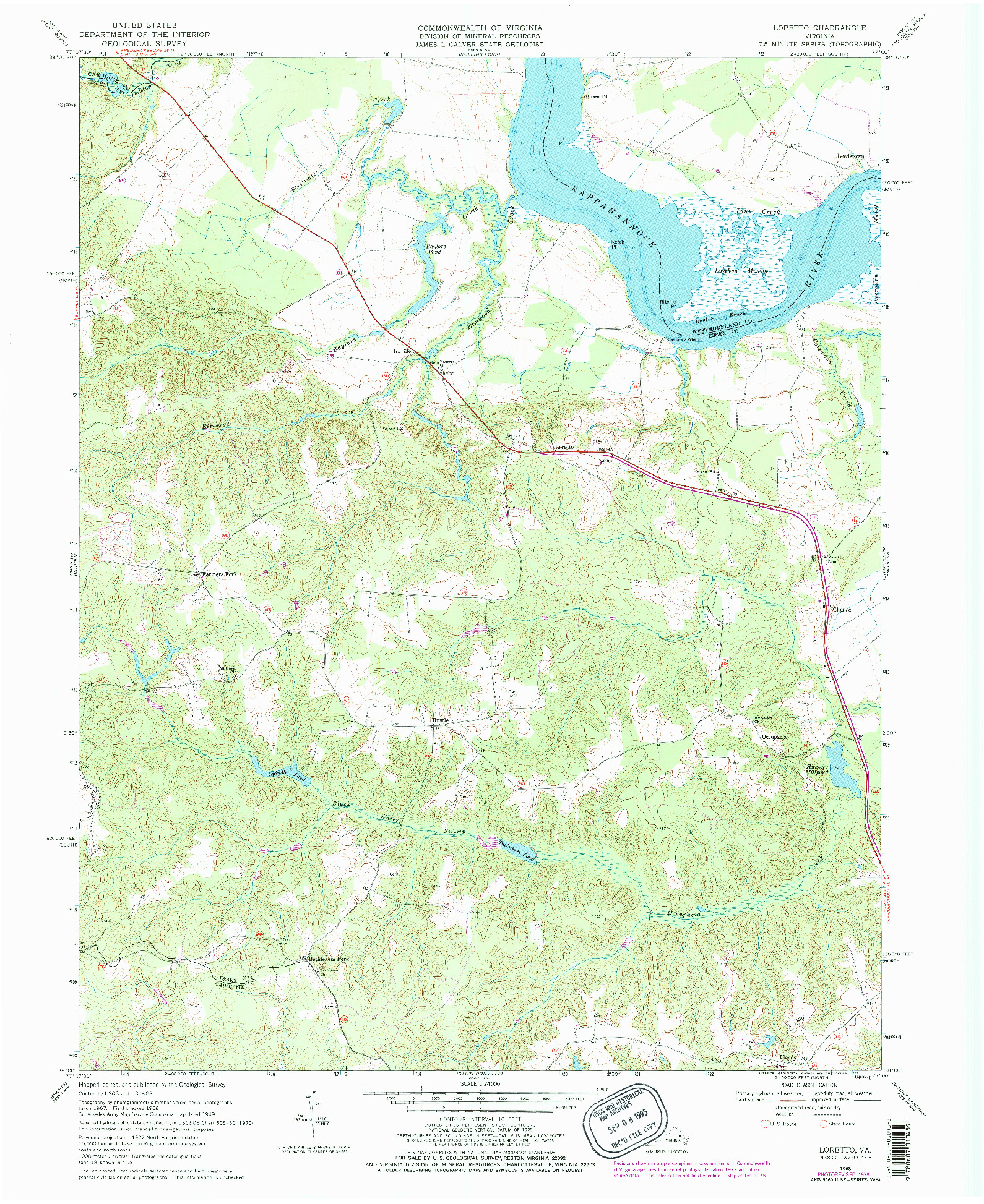 USGS 1:24000-SCALE QUADRANGLE FOR LORETTO, VA 1968