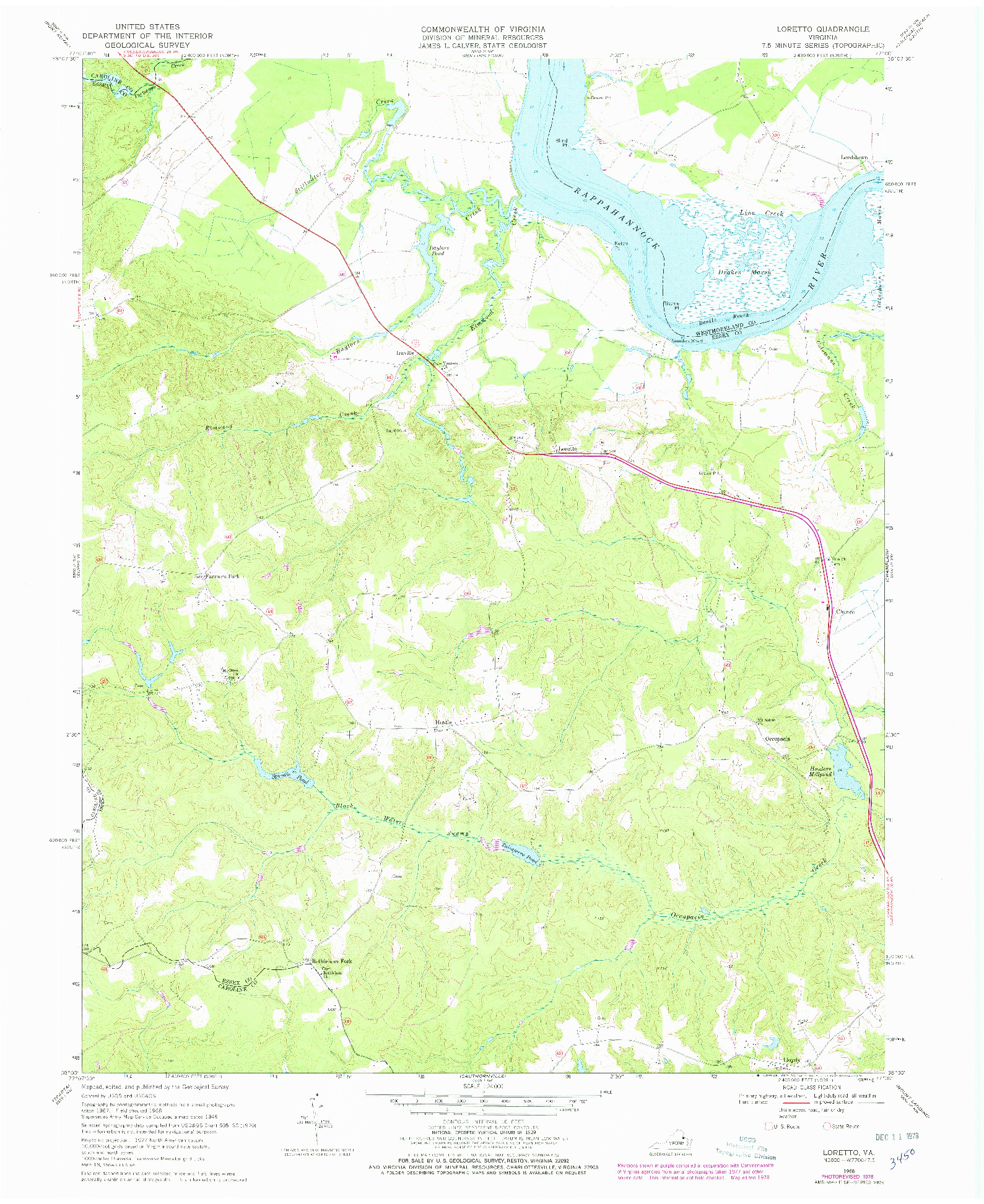 USGS 1:24000-SCALE QUADRANGLE FOR LORETTO, VA 1968