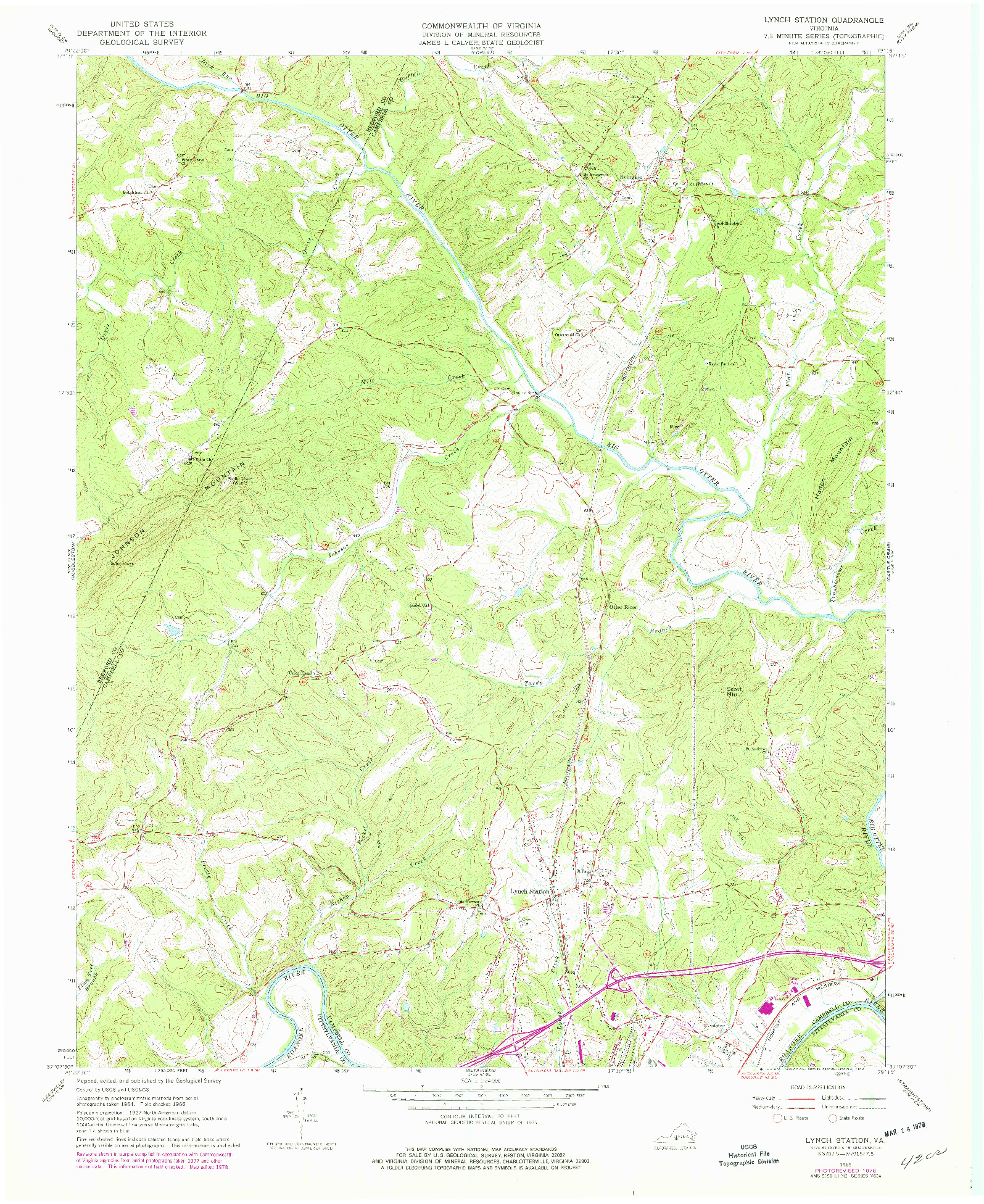 USGS 1:24000-SCALE QUADRANGLE FOR LYNCH STATION, VA 1966
