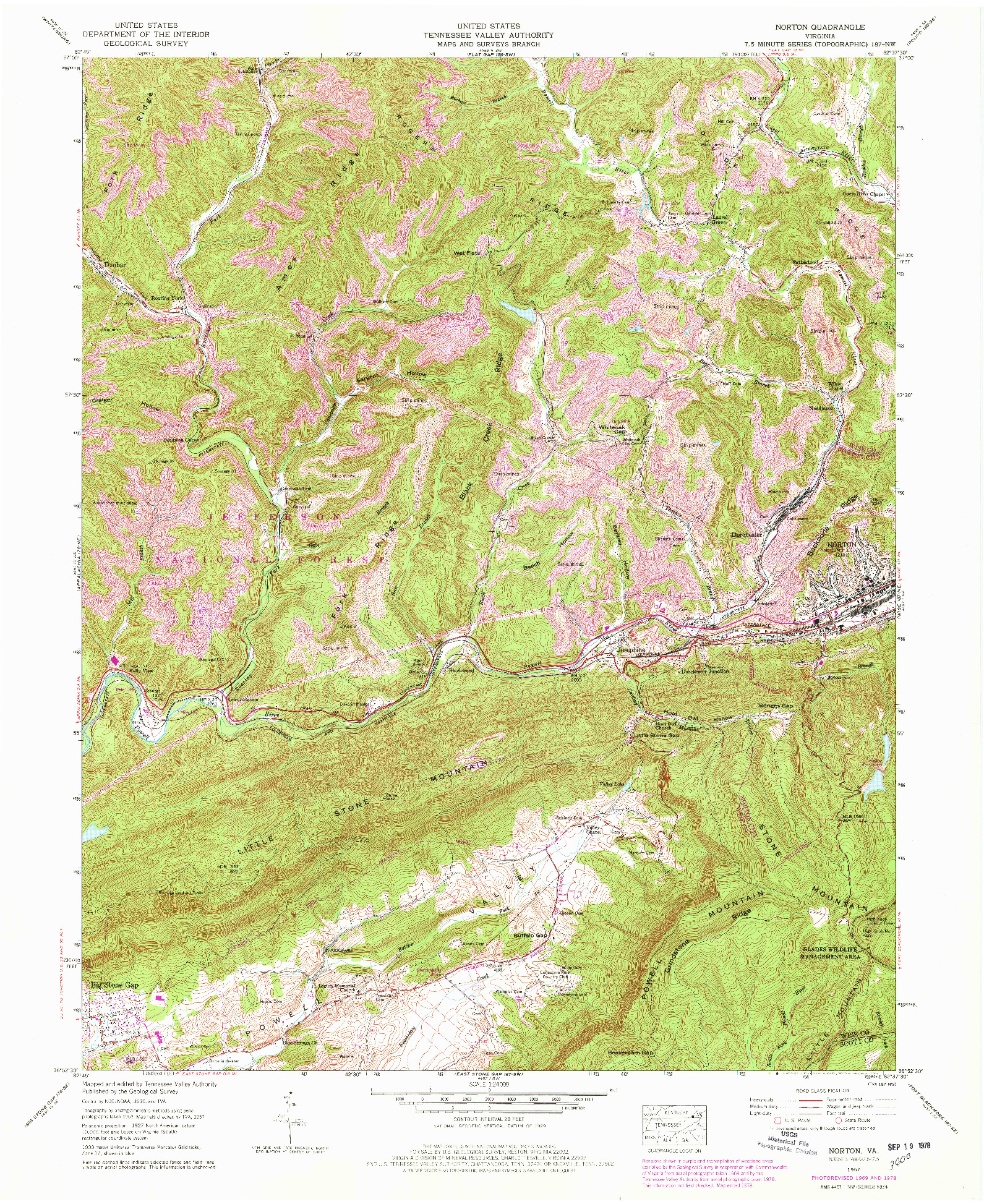 USGS 1:24000-SCALE QUADRANGLE FOR NORTON, VA 1957