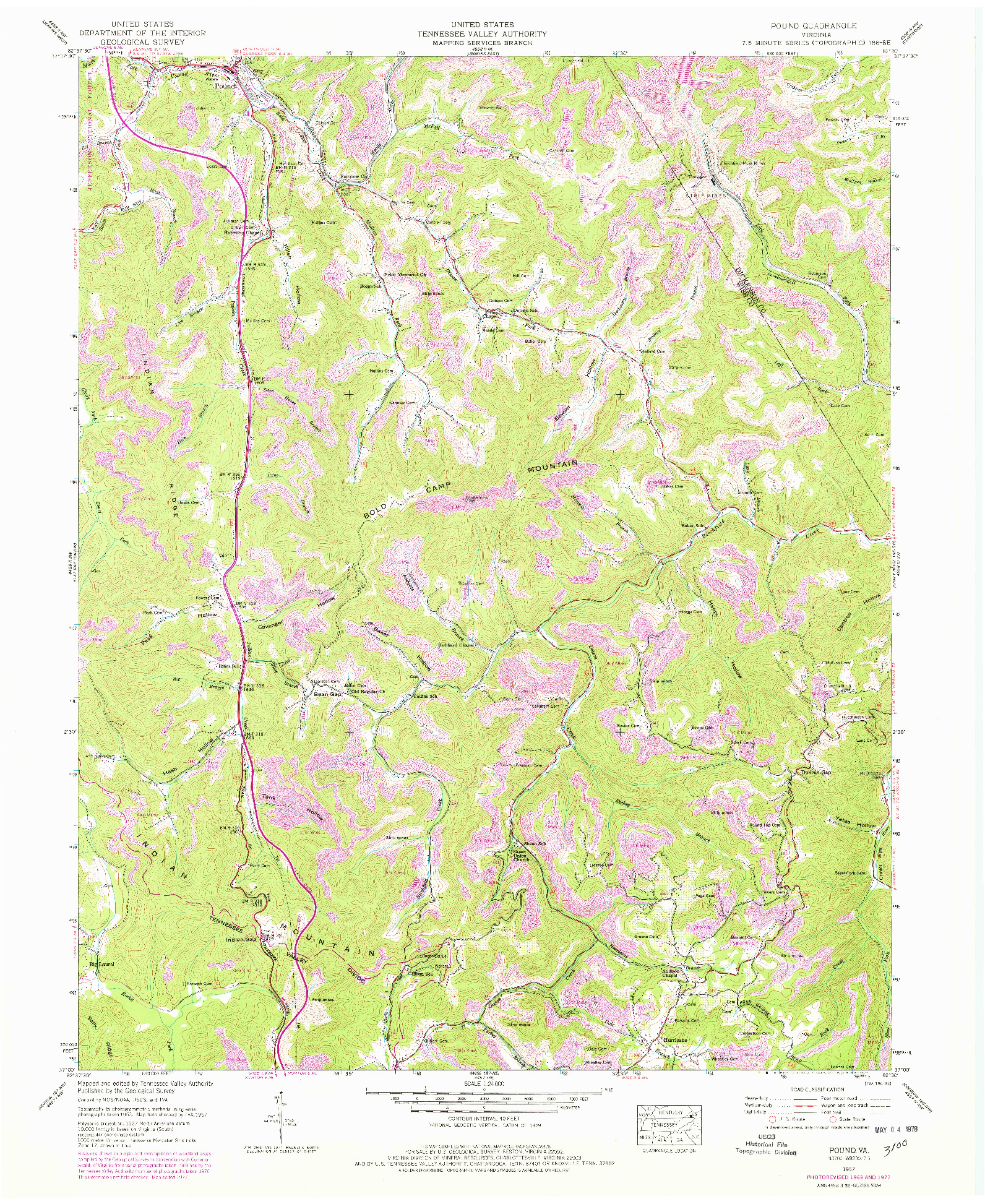 USGS 1:24000-SCALE QUADRANGLE FOR POUND, VA 1957