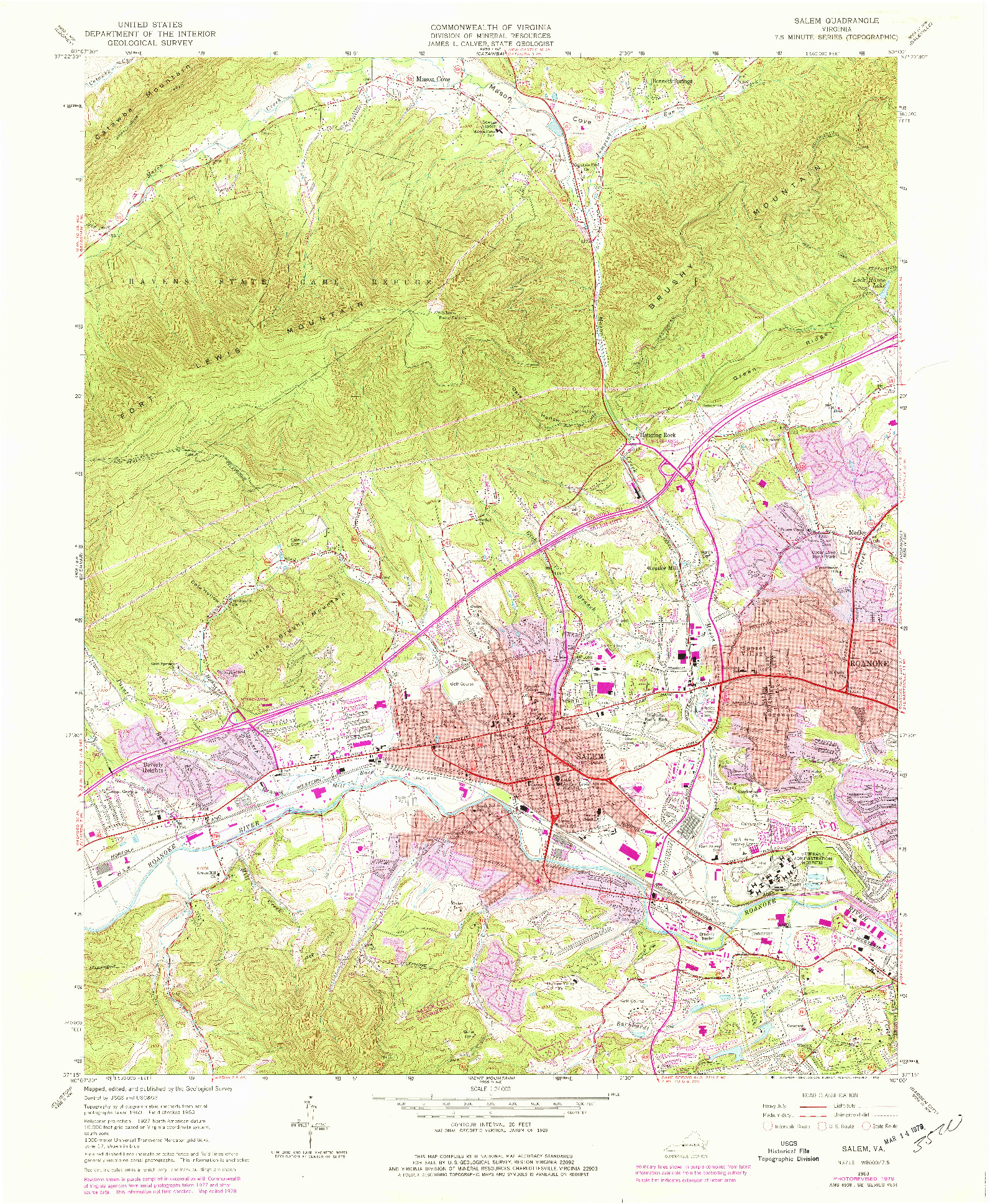 USGS 1:24000-SCALE QUADRANGLE FOR SALEM, VA 1963