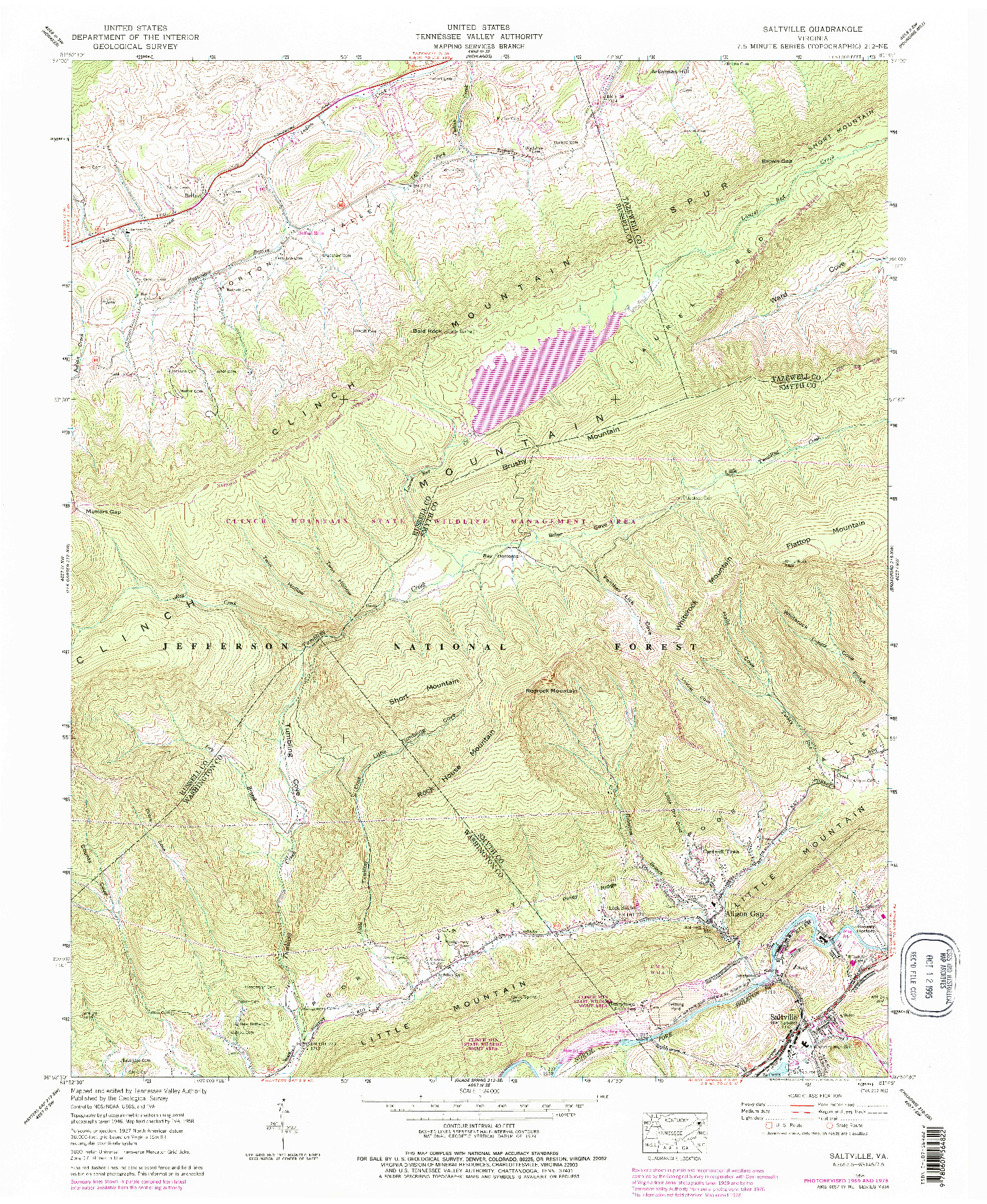 USGS 1:24000-SCALE QUADRANGLE FOR SALTVILLE, VA 1958
