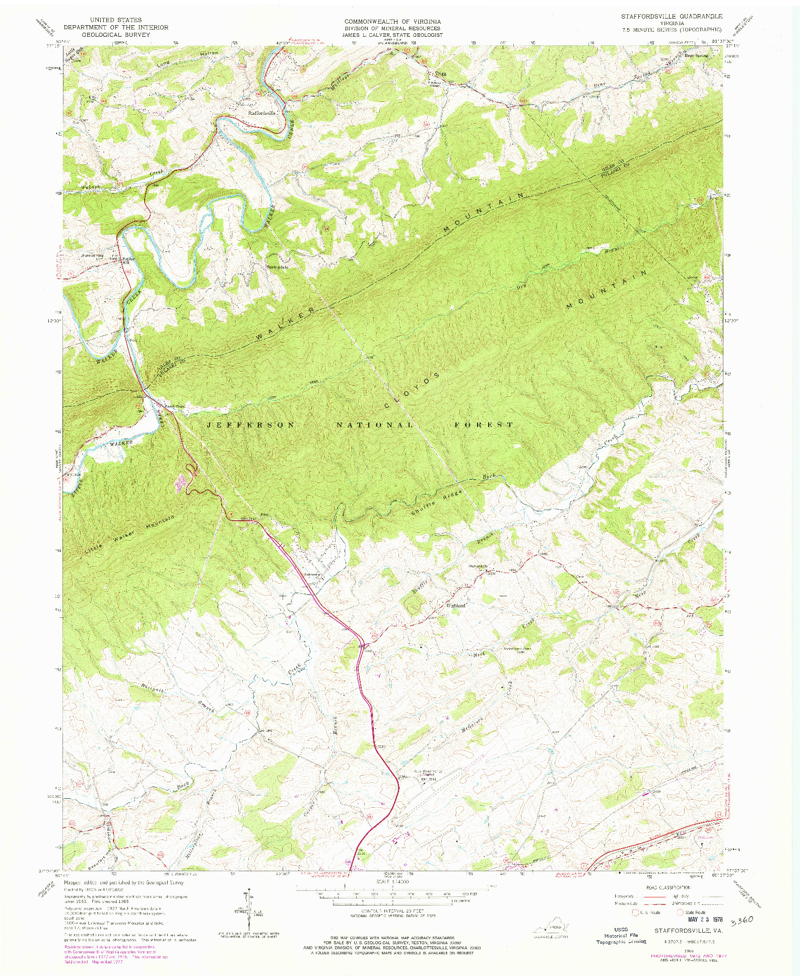 USGS 1:24000-SCALE QUADRANGLE FOR STAFFORDSVILLE, VA 1965