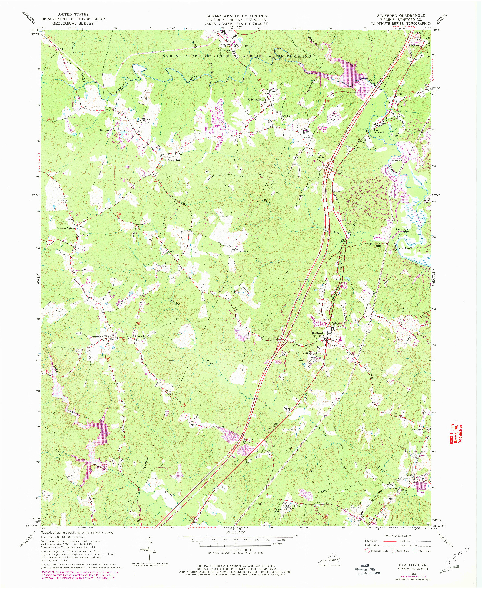 USGS 1:24000-SCALE QUADRANGLE FOR STAFFORD, VA 1966