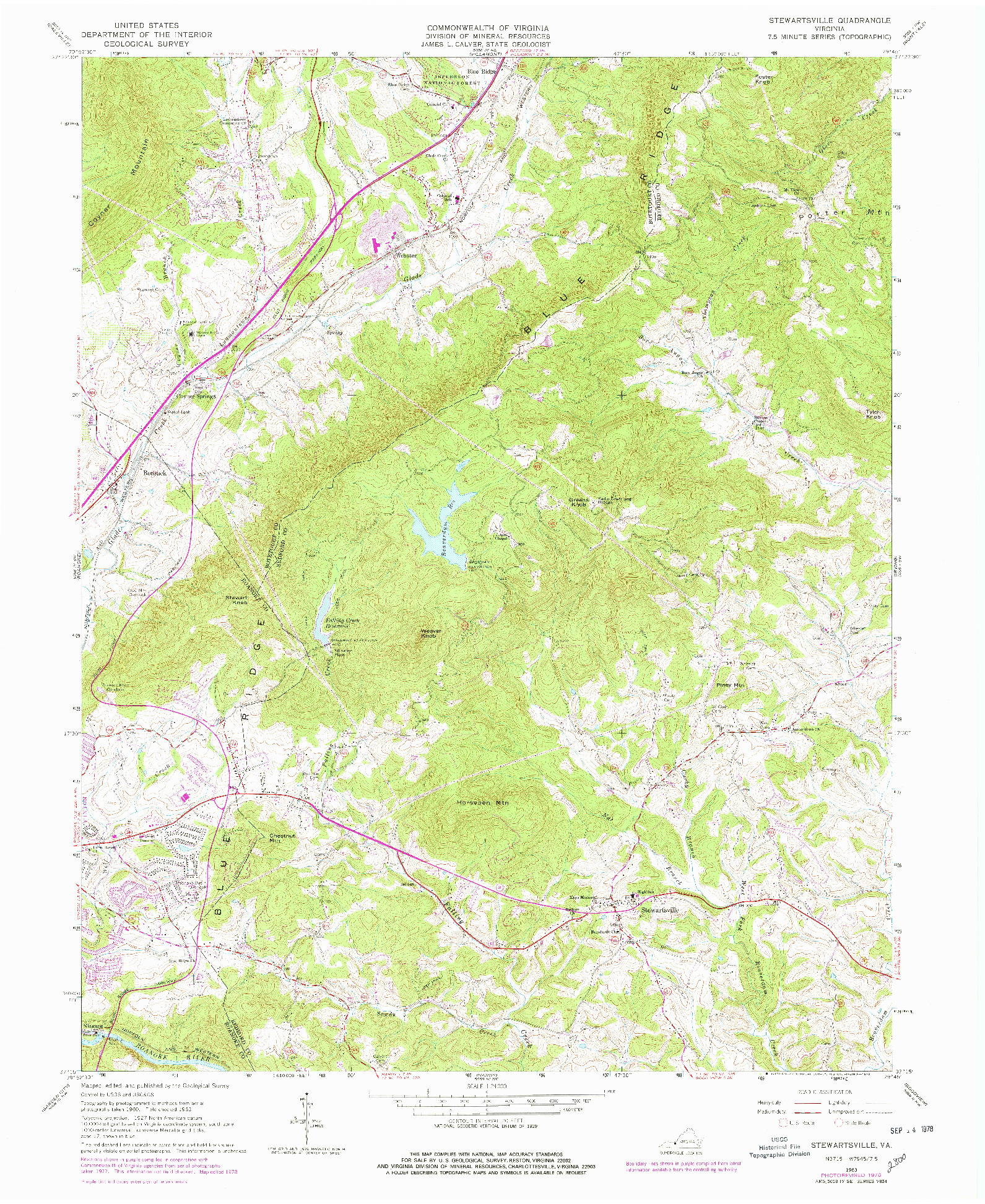 USGS 1:24000-SCALE QUADRANGLE FOR STEWARTSVILLE, VA 1963