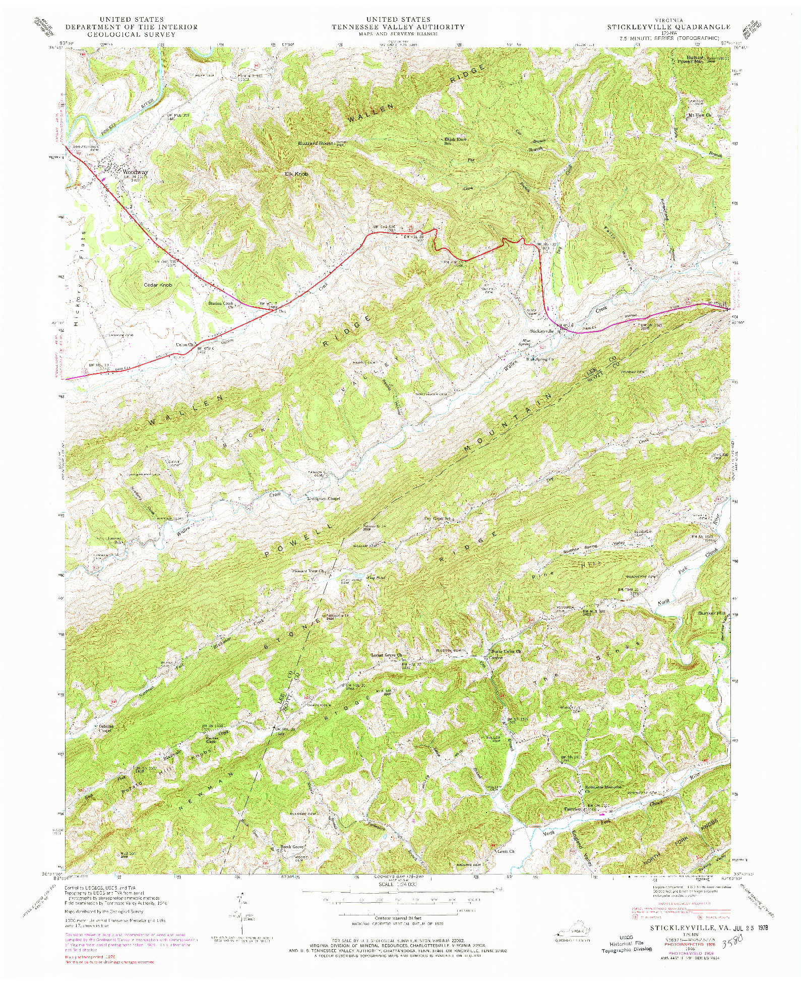 USGS 1:24000-SCALE QUADRANGLE FOR STICKLEYVILLE, VA 1946