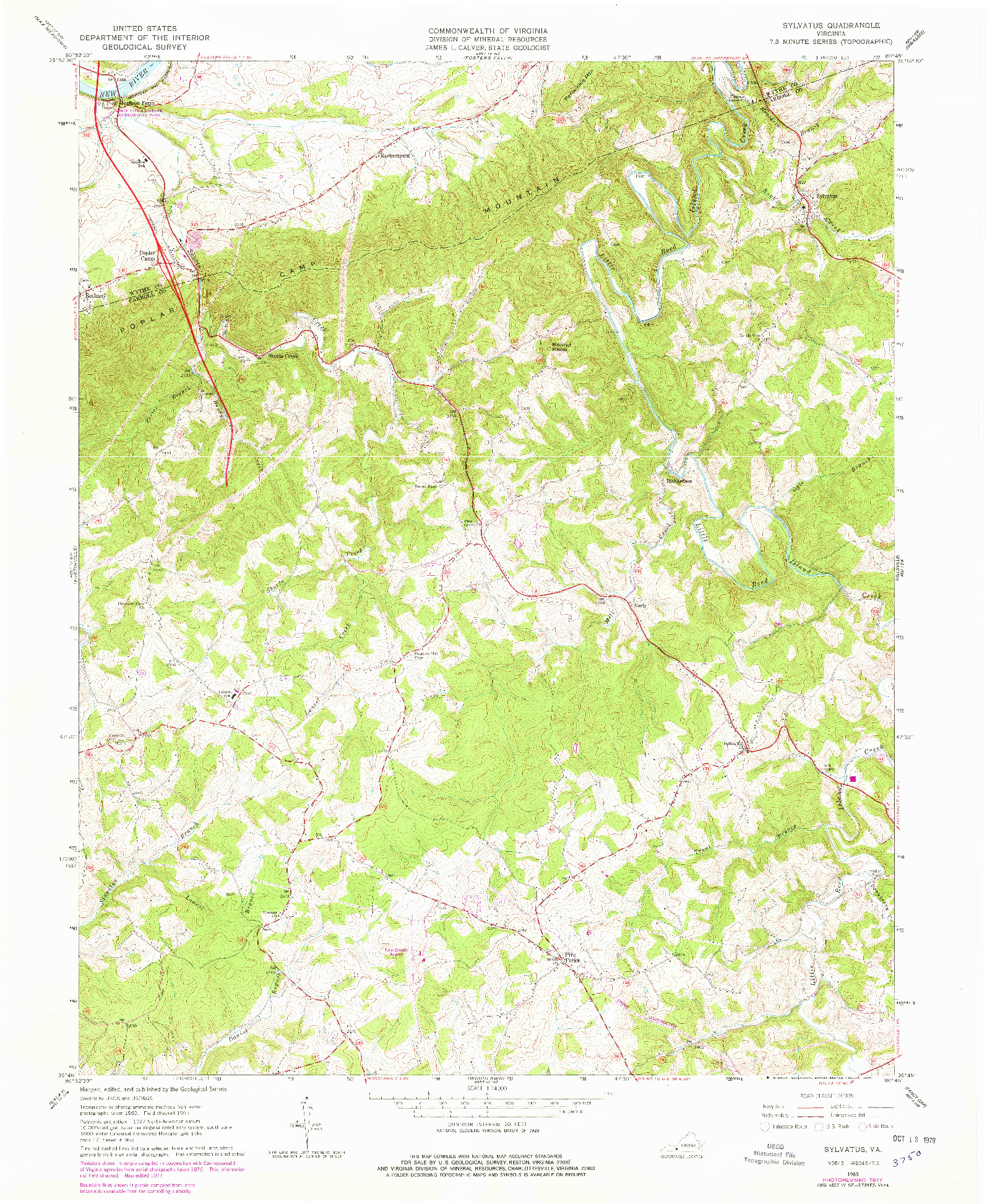 USGS 1:24000-SCALE QUADRANGLE FOR SYLVATUS, VA 1965