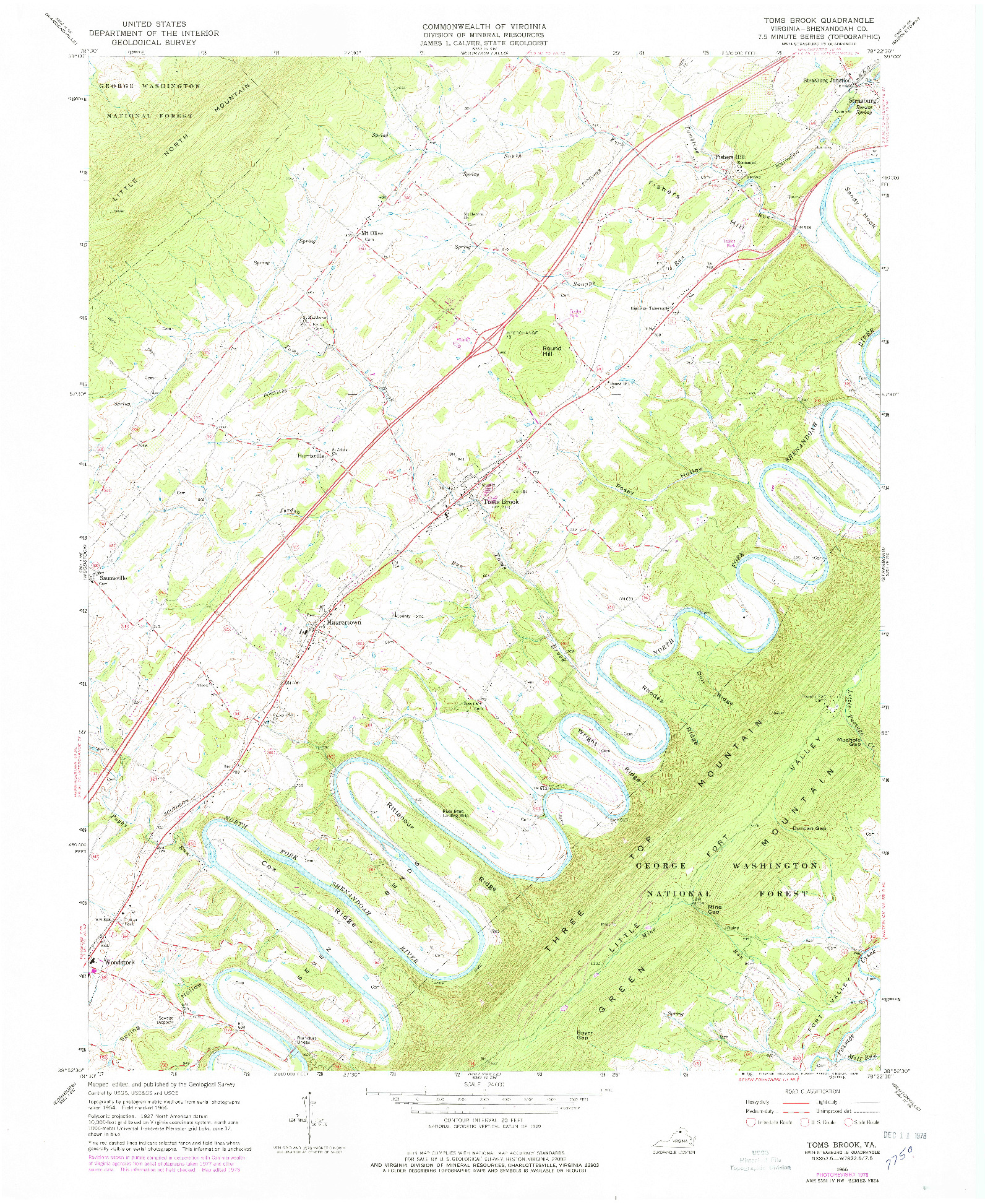 USGS 1:24000-SCALE QUADRANGLE FOR TOMS BROOK, VA 1966