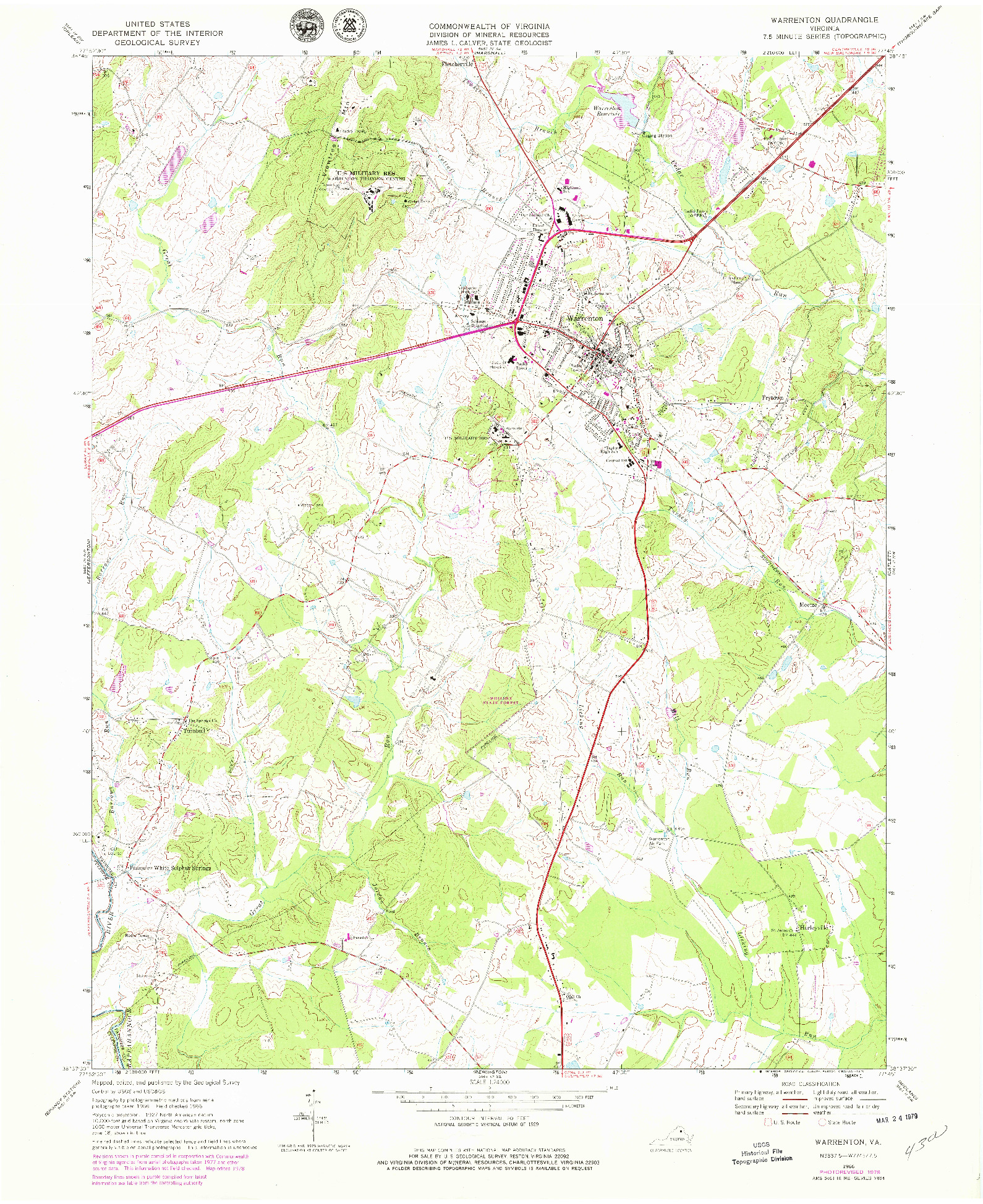 USGS 1:24000-SCALE QUADRANGLE FOR WARRENTON, VA 1966