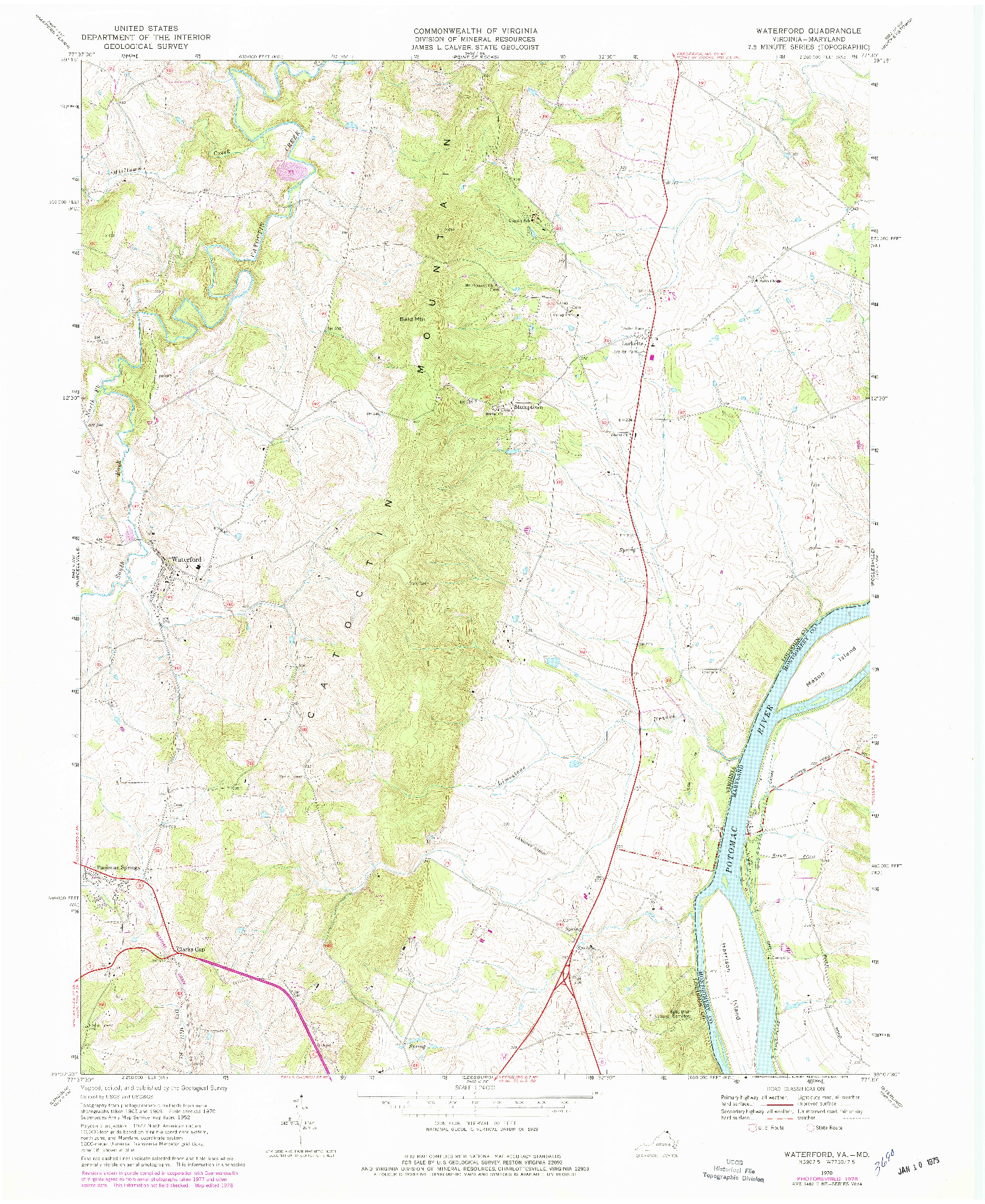 USGS 1:24000-SCALE QUADRANGLE FOR WATERFORD, VA 1970